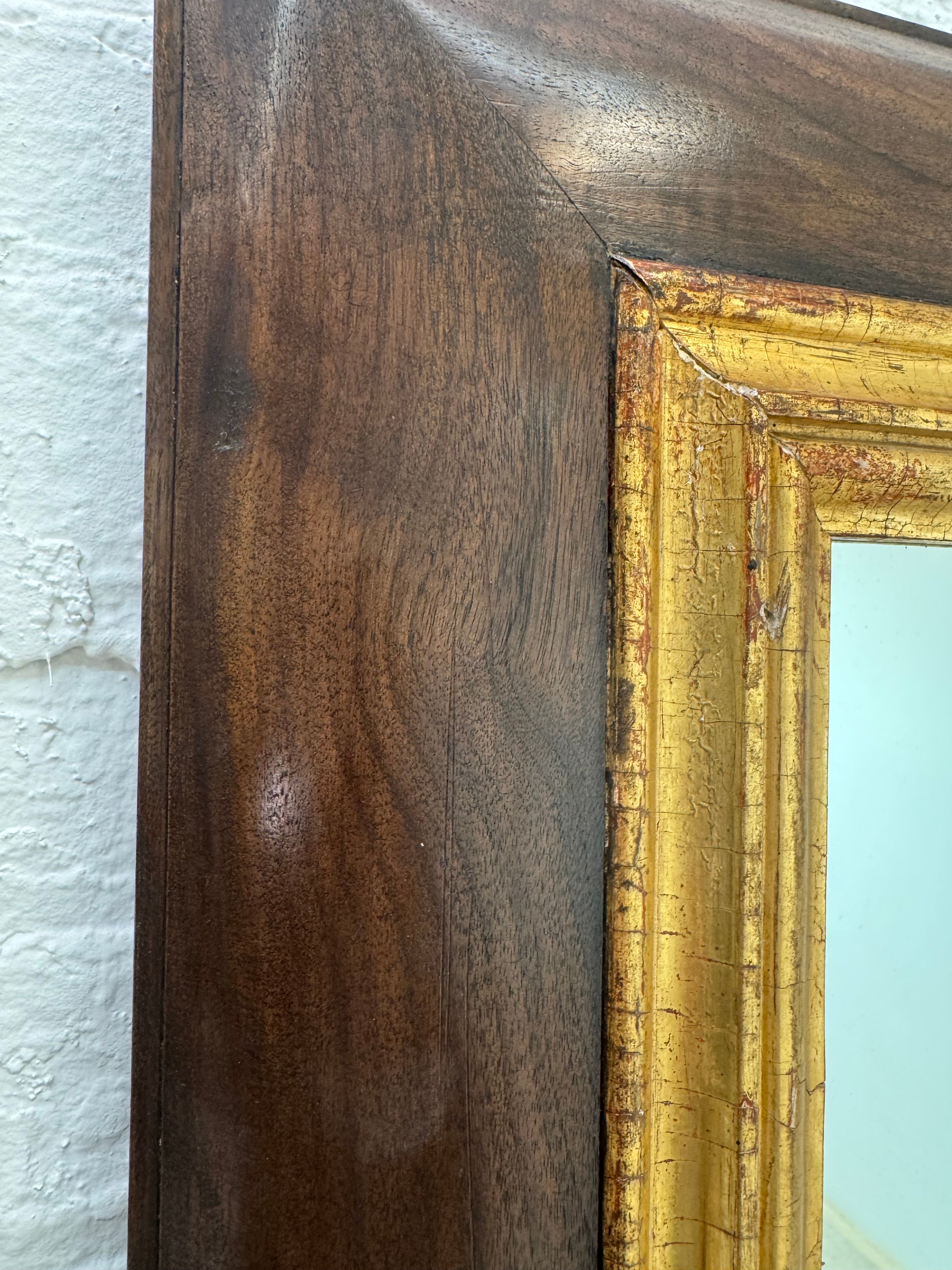 Limited Edition Walnut and 18th Century Gilt Wood Mirror