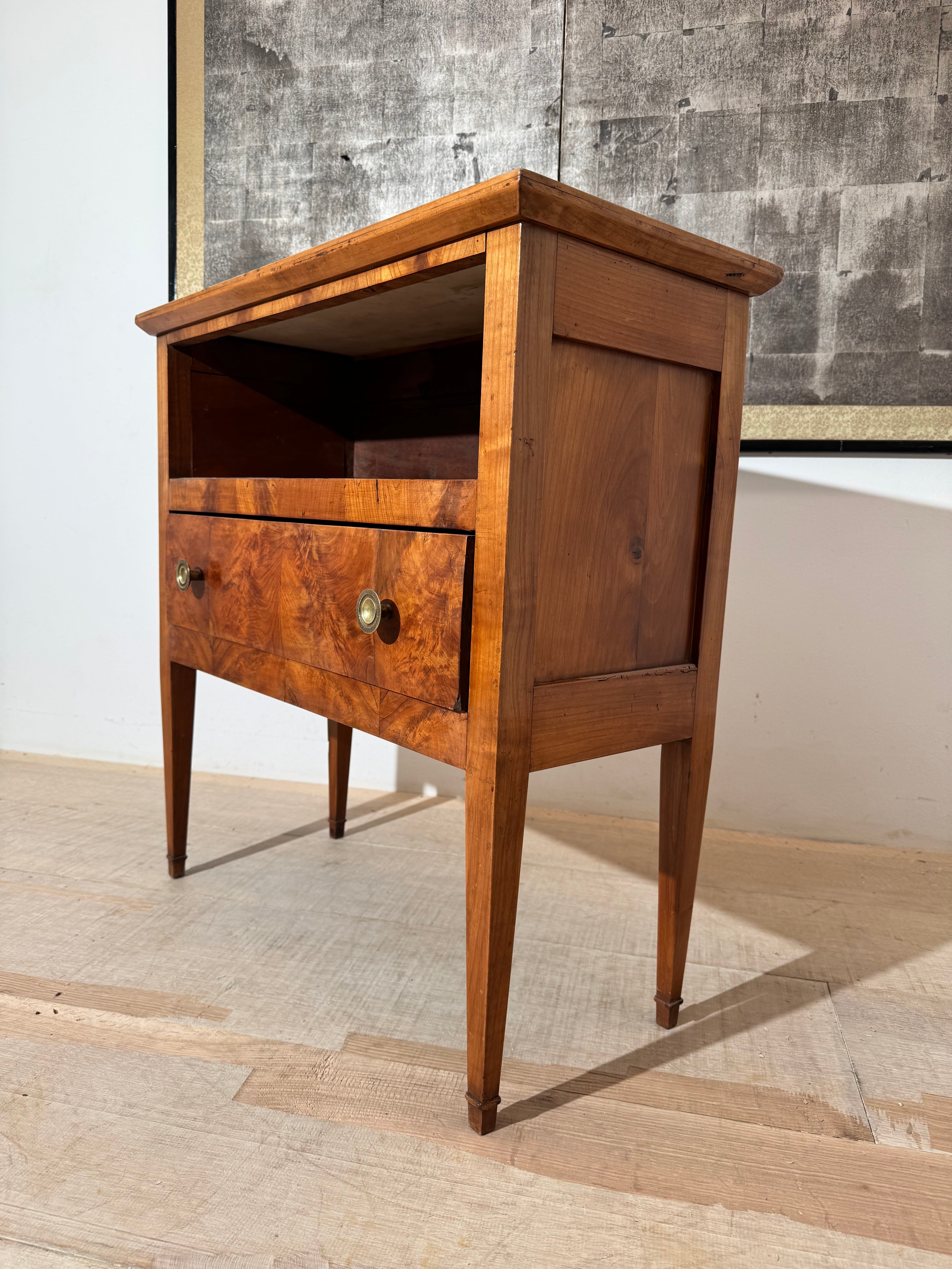English 19c Fruitwood & Marble Nighstand