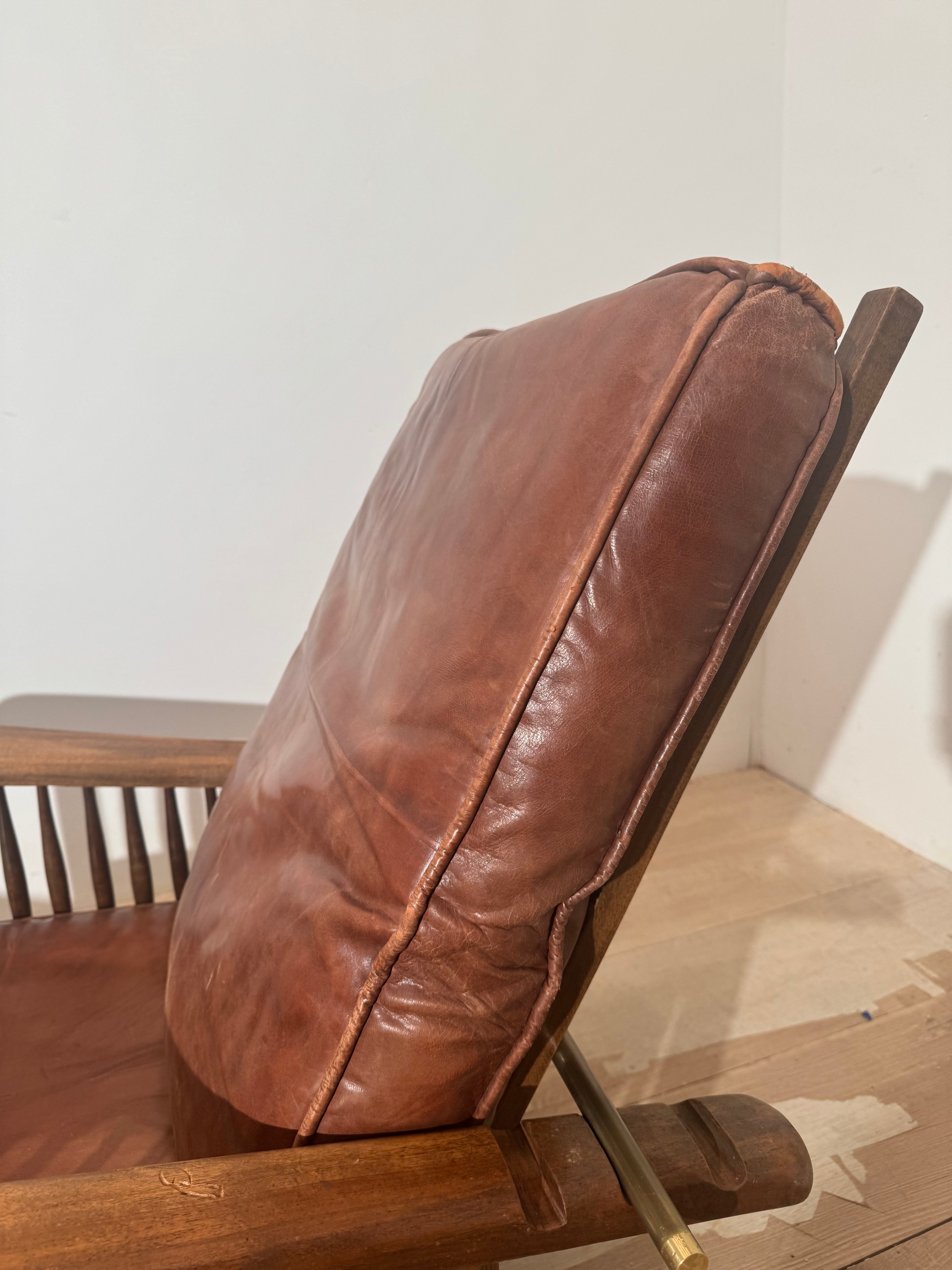 Pair of Vintage Walnut Chairs with original leather cushions