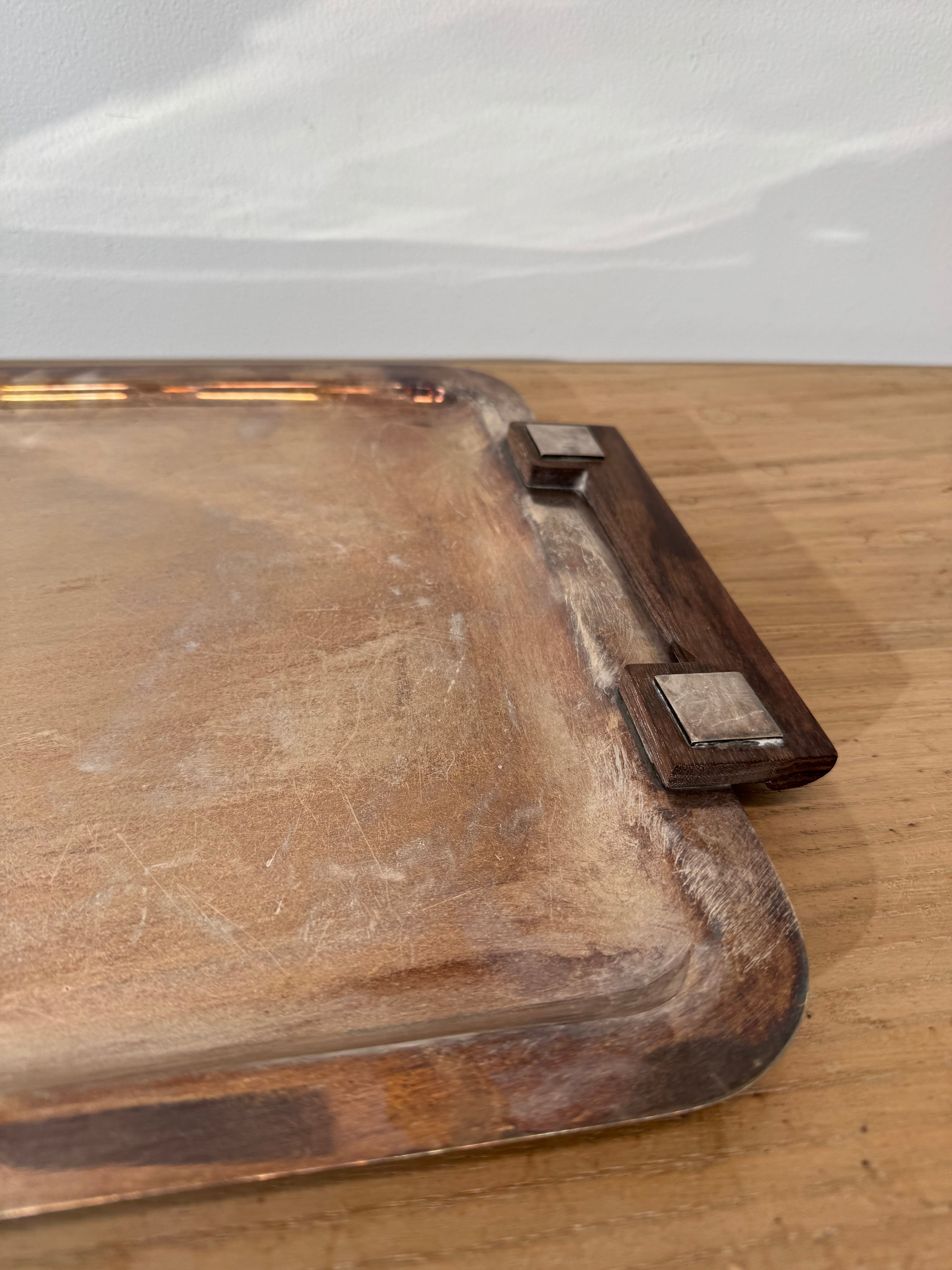 Vintage Christofle Silverplate & Wood Tray