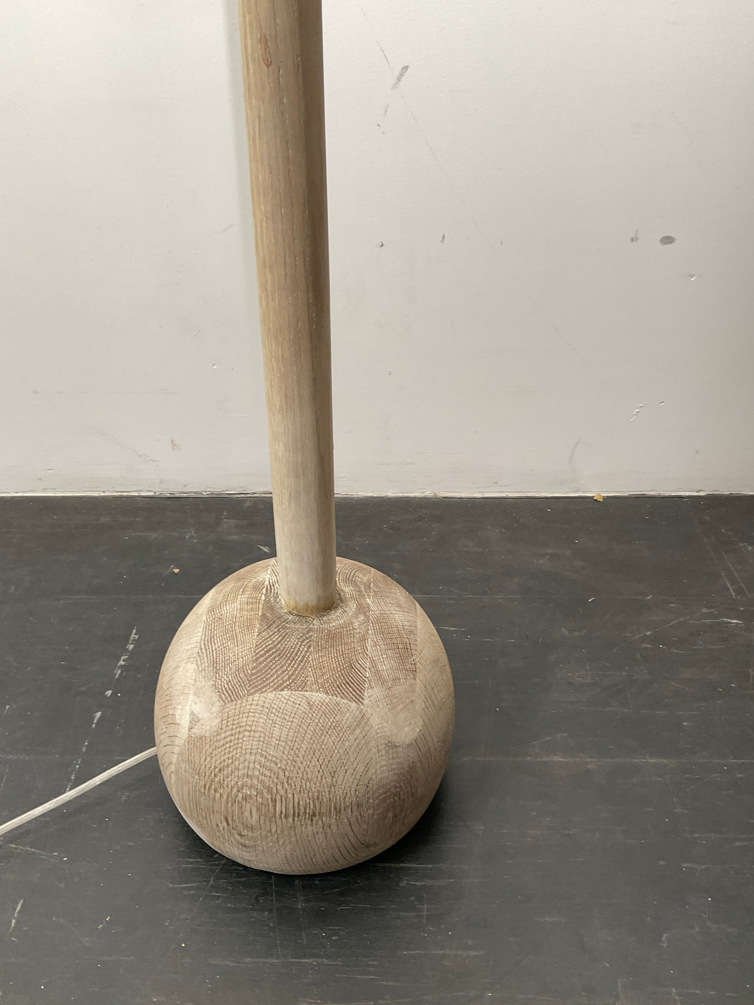 Limited Edition Solid Bleached Oak Floor Lamp with Handmade Japanese Lamp Shade