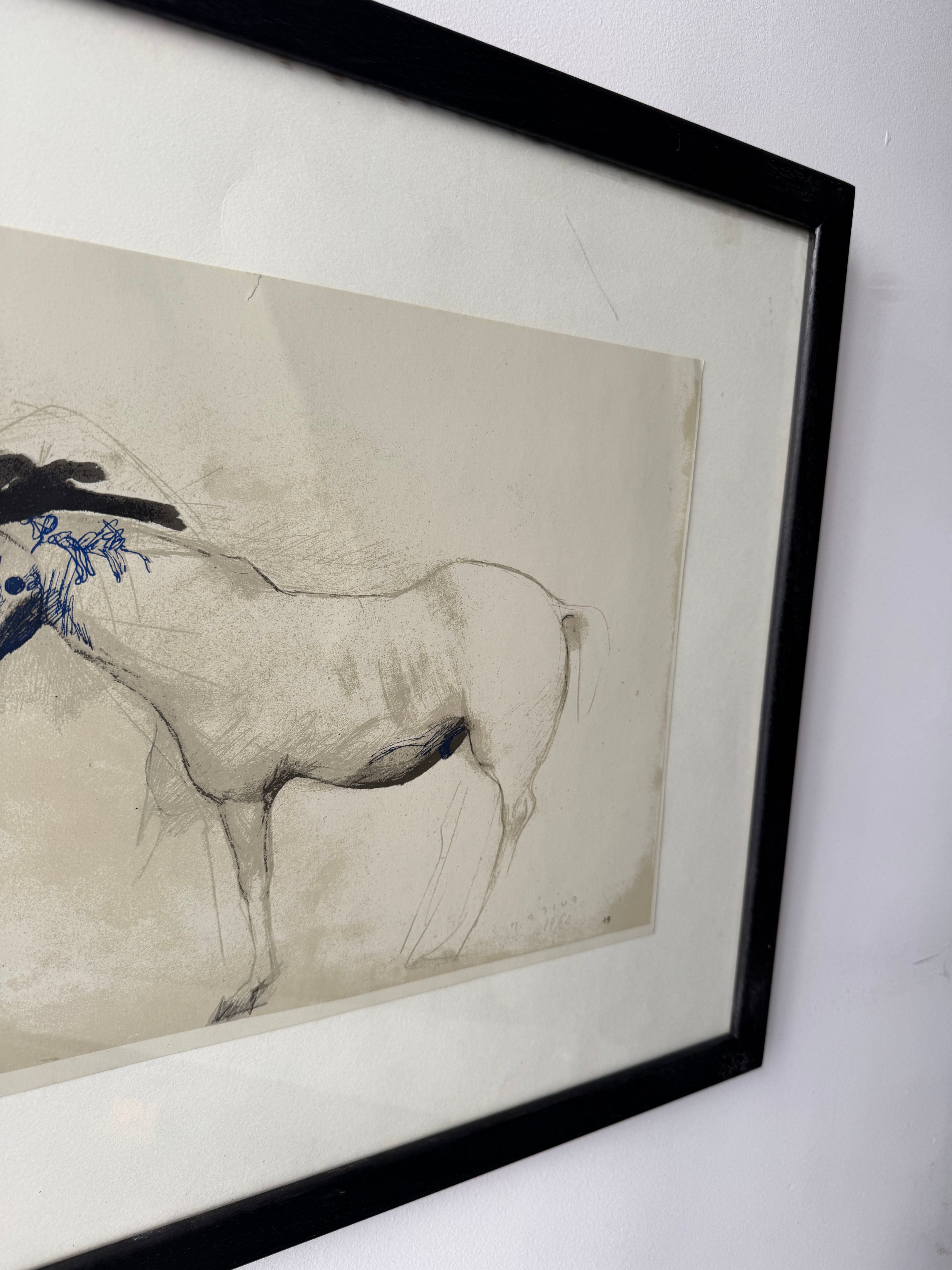 Vintage Italian Modernist Print of Horse