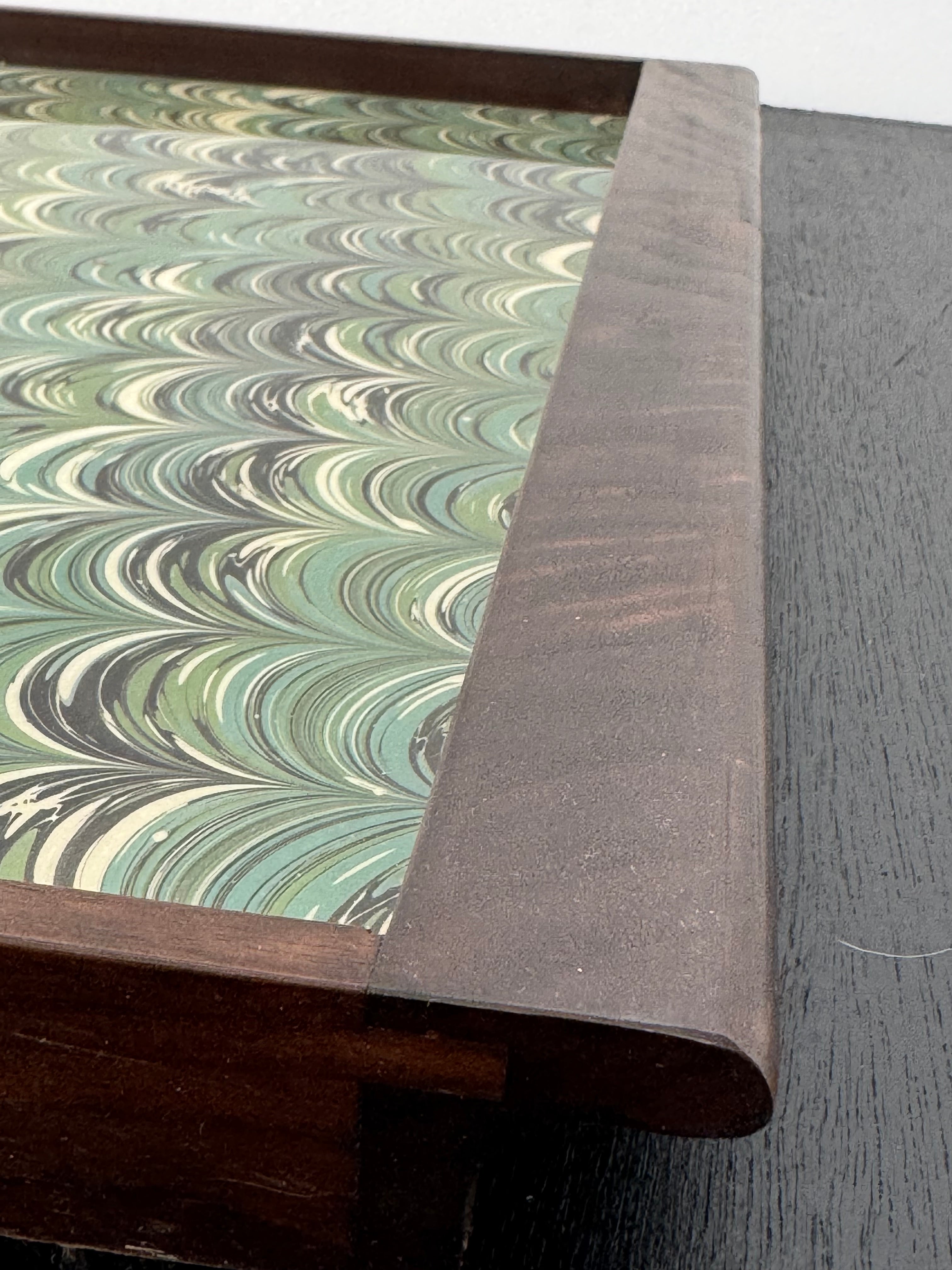 Limited Edition Walnut & Vintage Marbleized Paper Tray