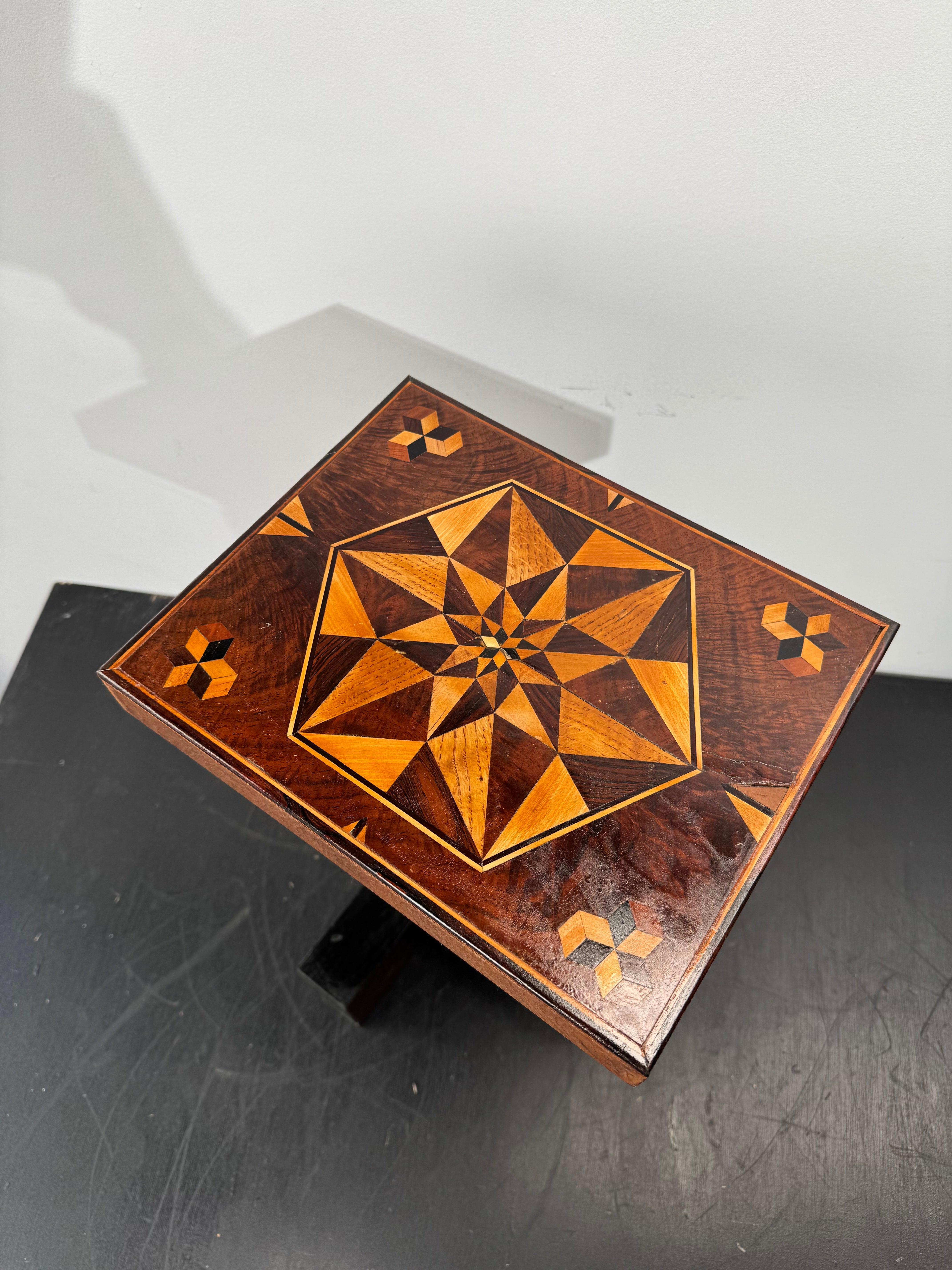 Limited Edition Walnut Inlaid Top and Base Side Table