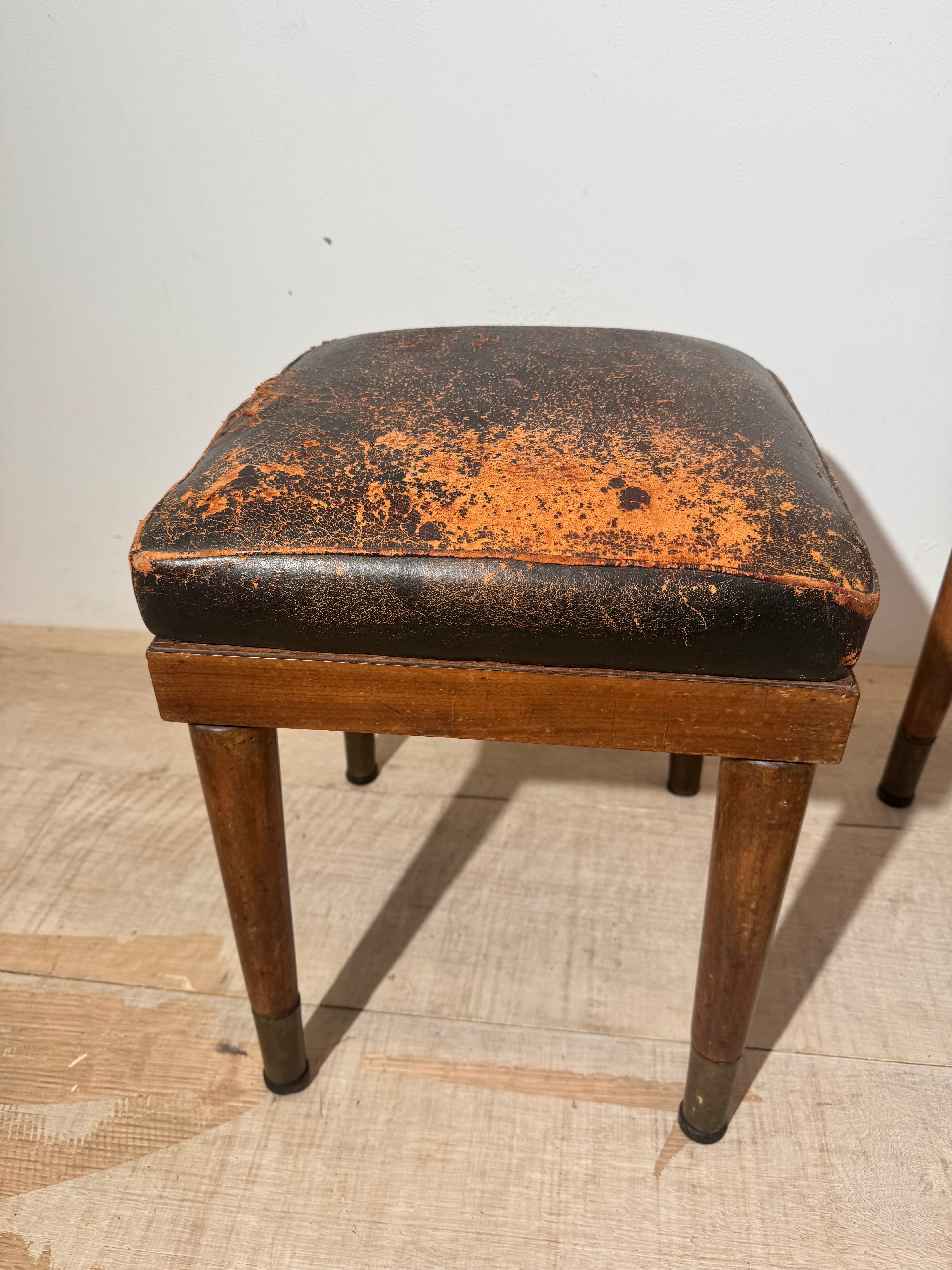 Stylish Pair of 19th century English leather benches