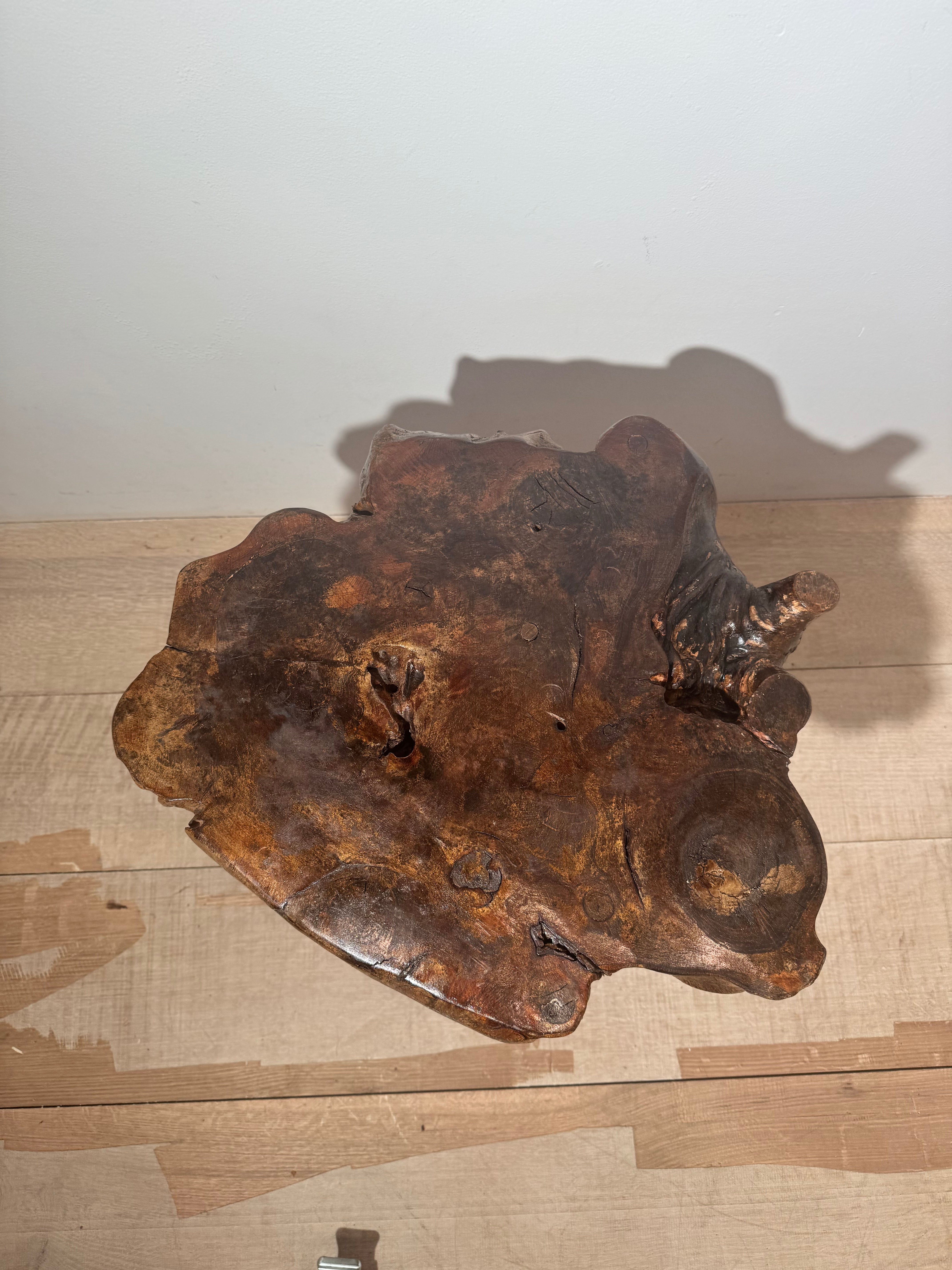 French Vintage Burl Root Side Table