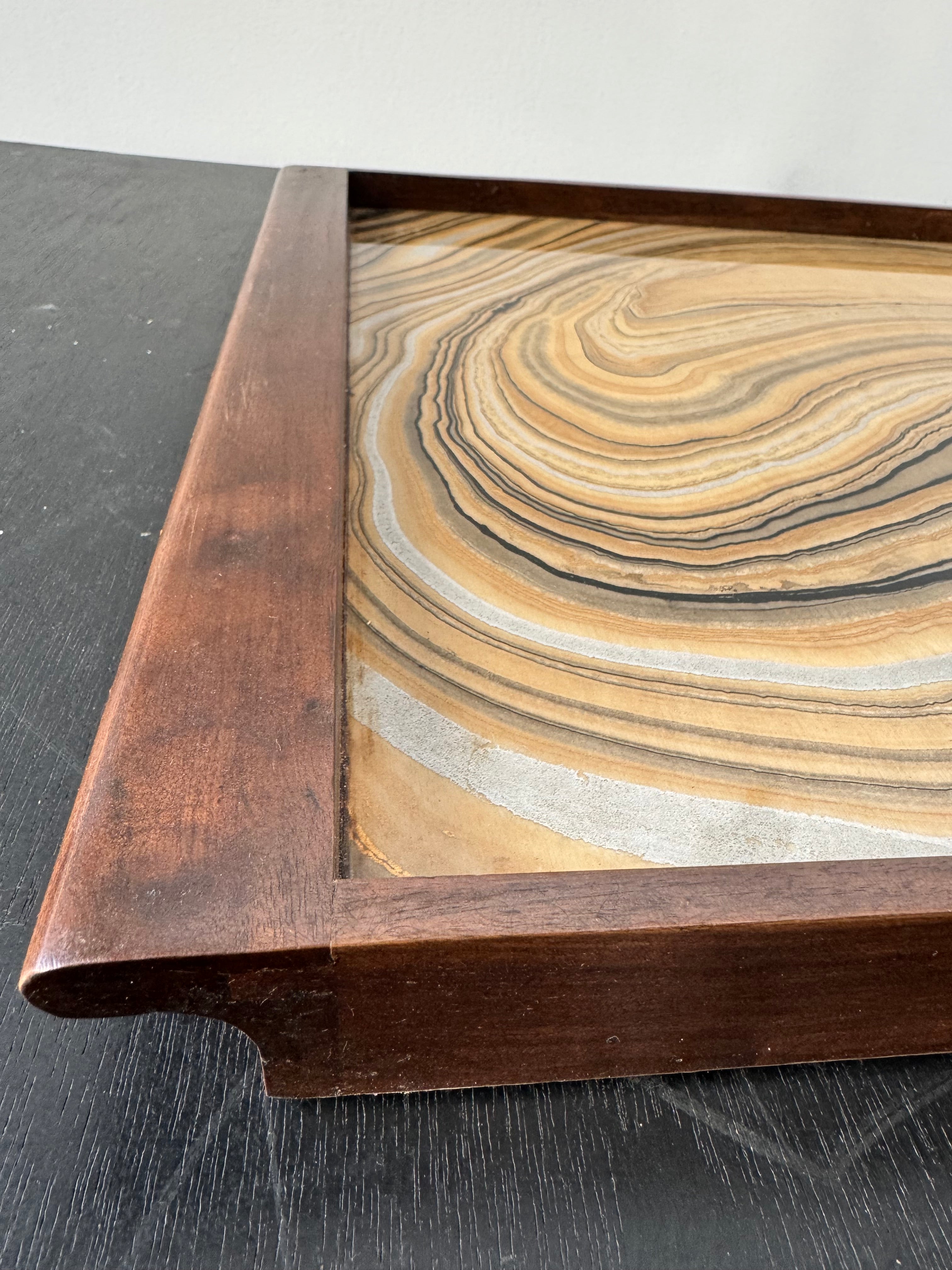 Limited Edition Walnut & Vintage Italian Marbleized Paper Tray