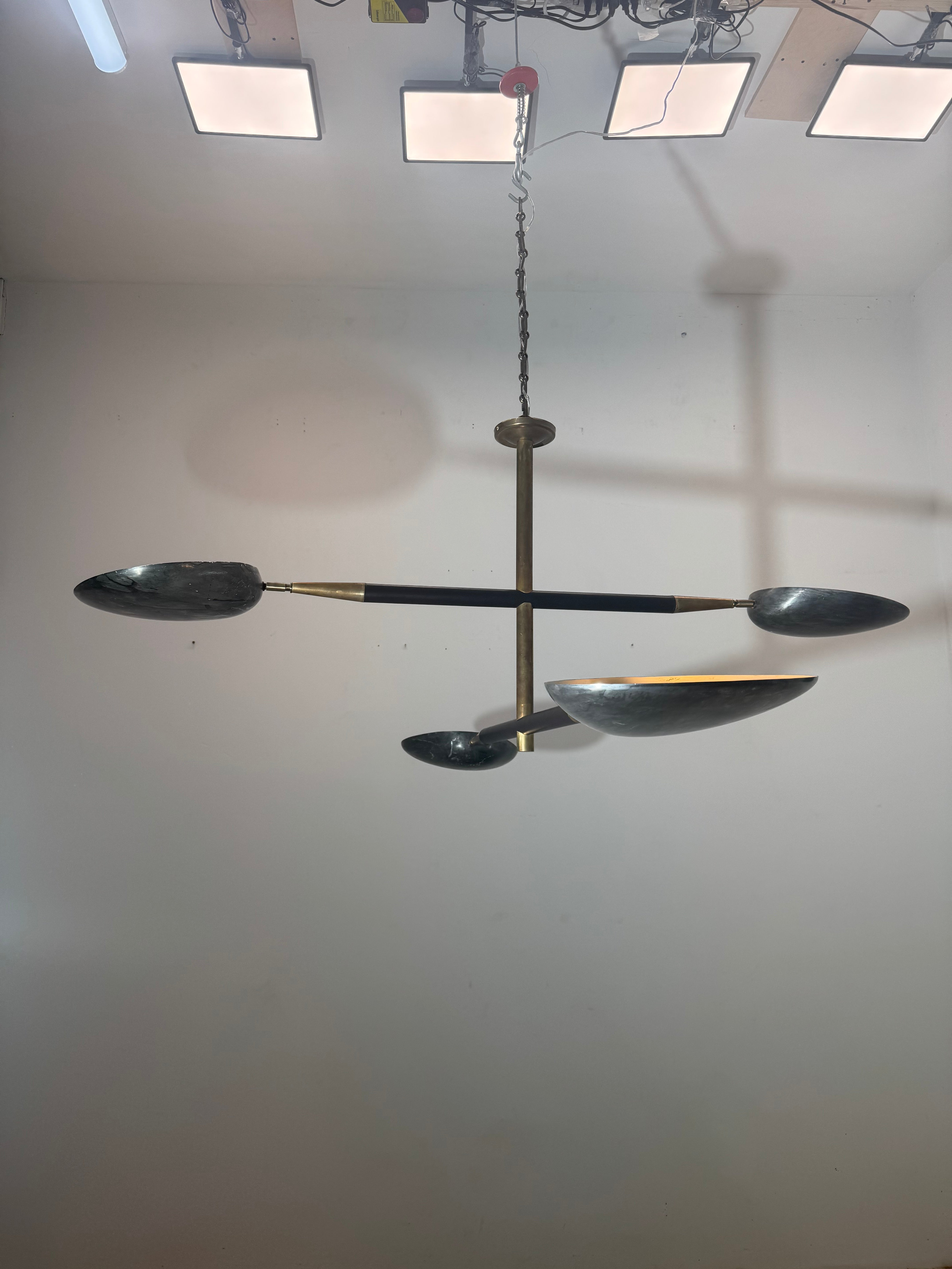 Lucca Studio Renata Chandelier in Leather & Bronze