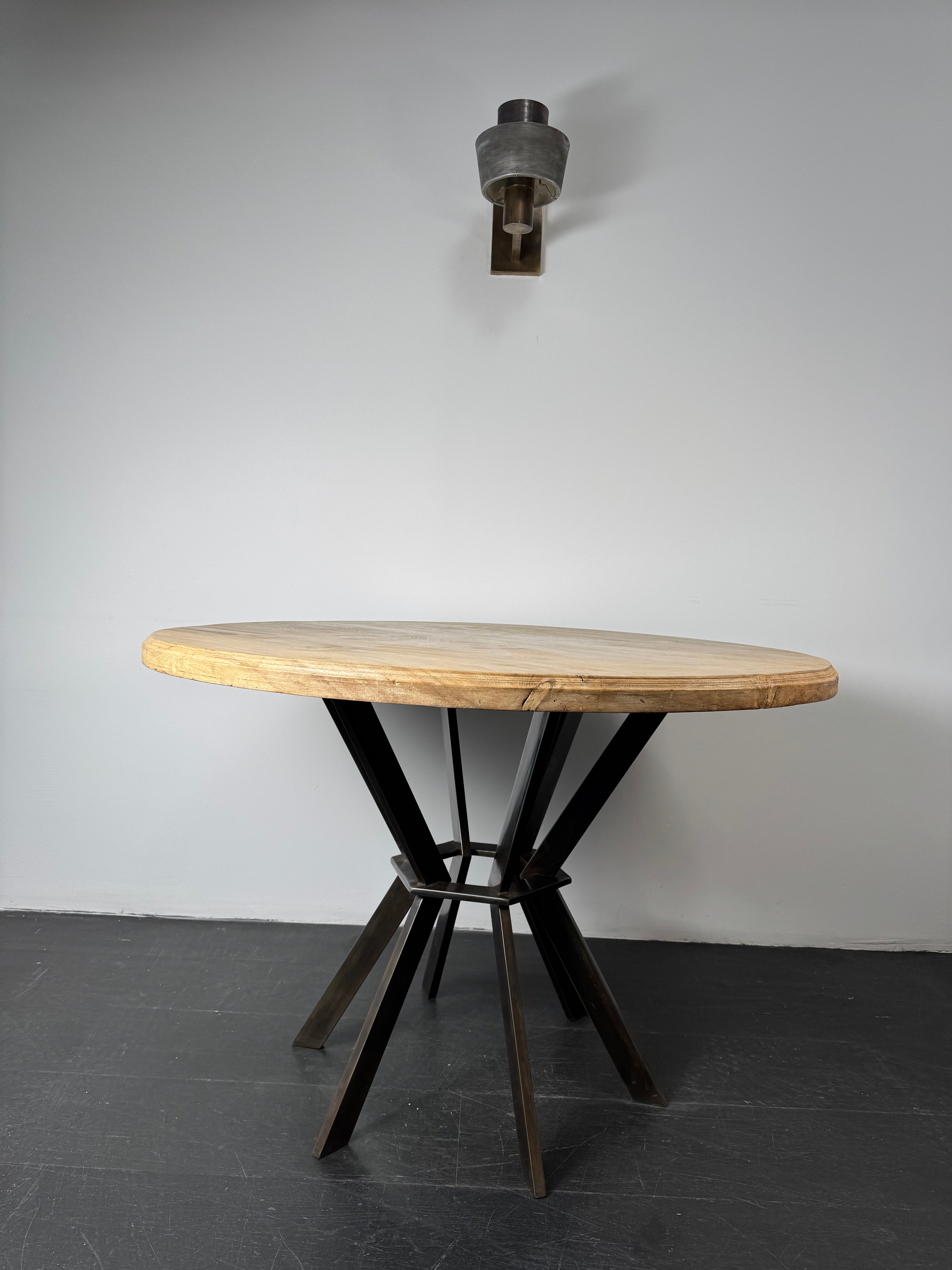 Limited Edition Burl Sycamore & Oxidized Metal Center Table