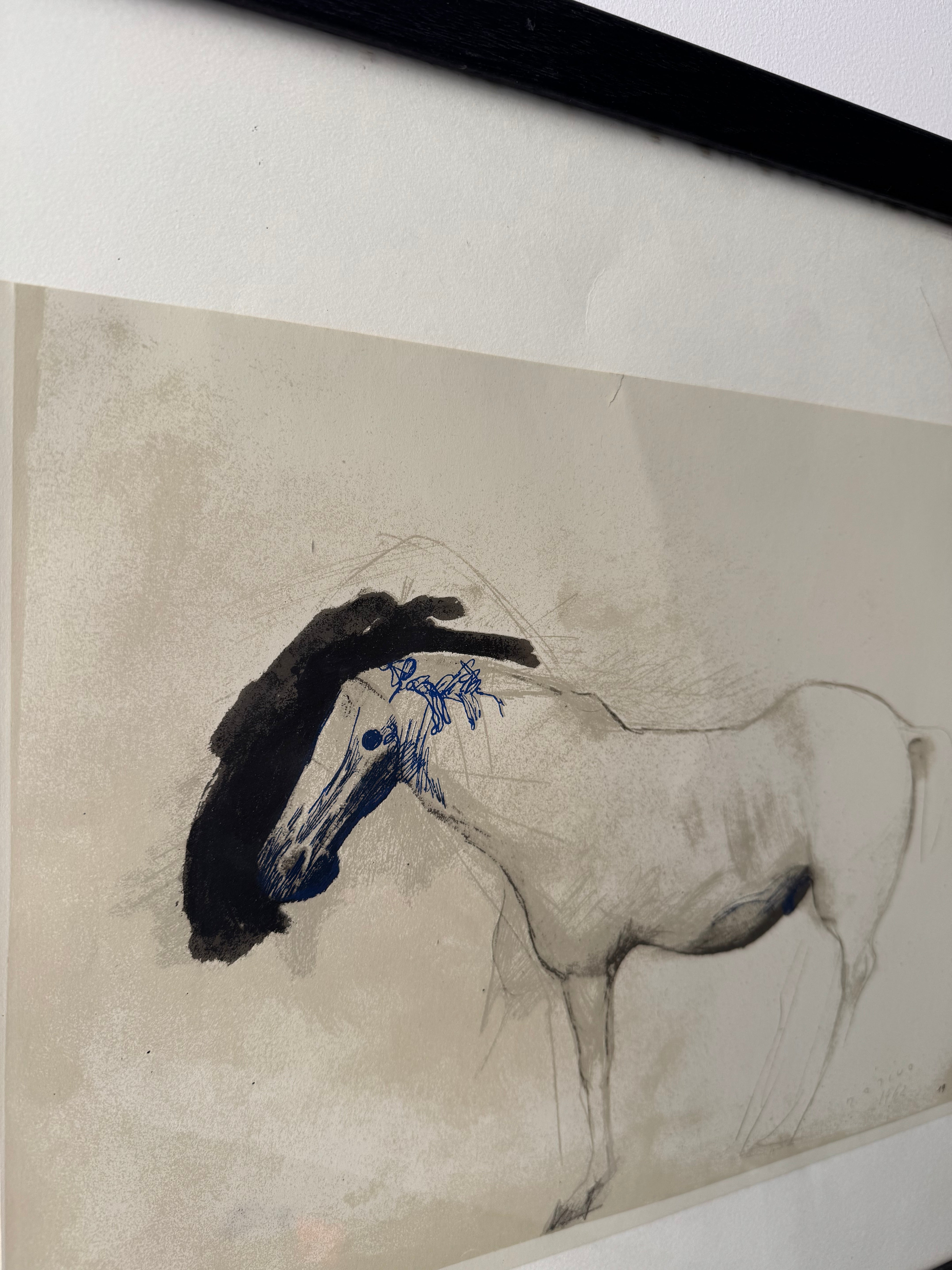 Vintage Italian Modernist Print of Horse