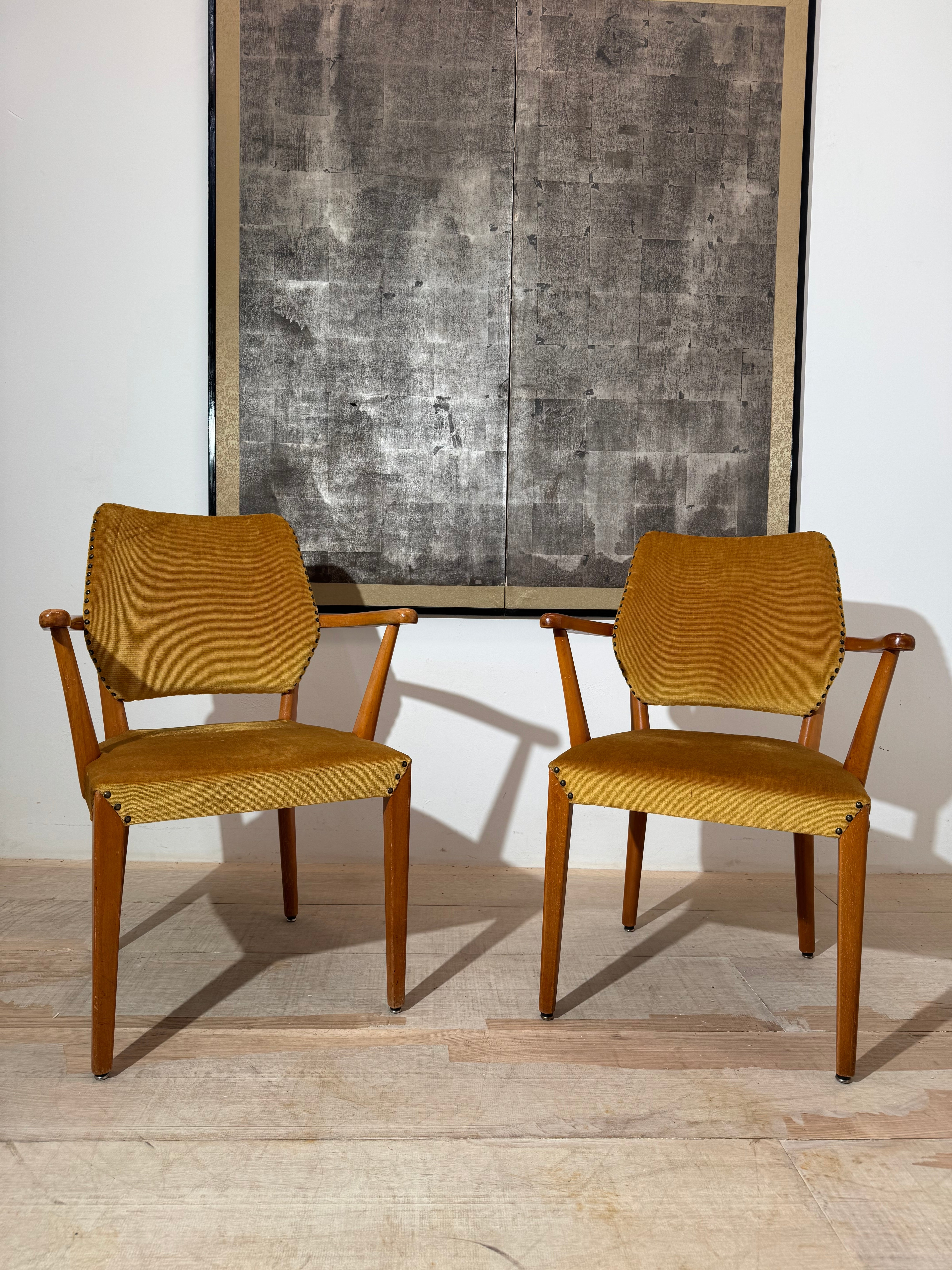 Pair Swedish Grace Armchairs in Original Fabric
