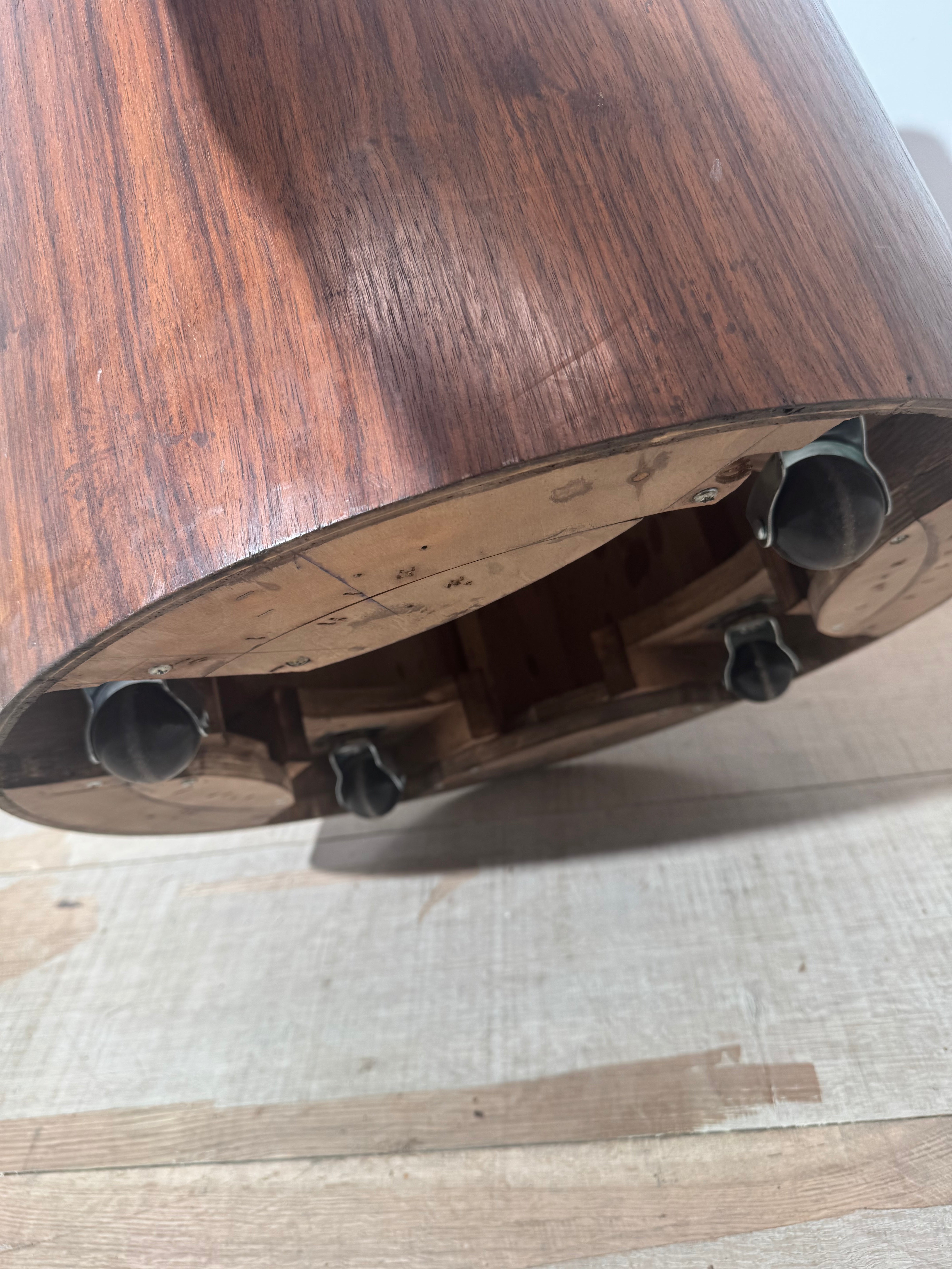 Lucca Studio Limited Edition Walnut and Vintage Leather Ottoman