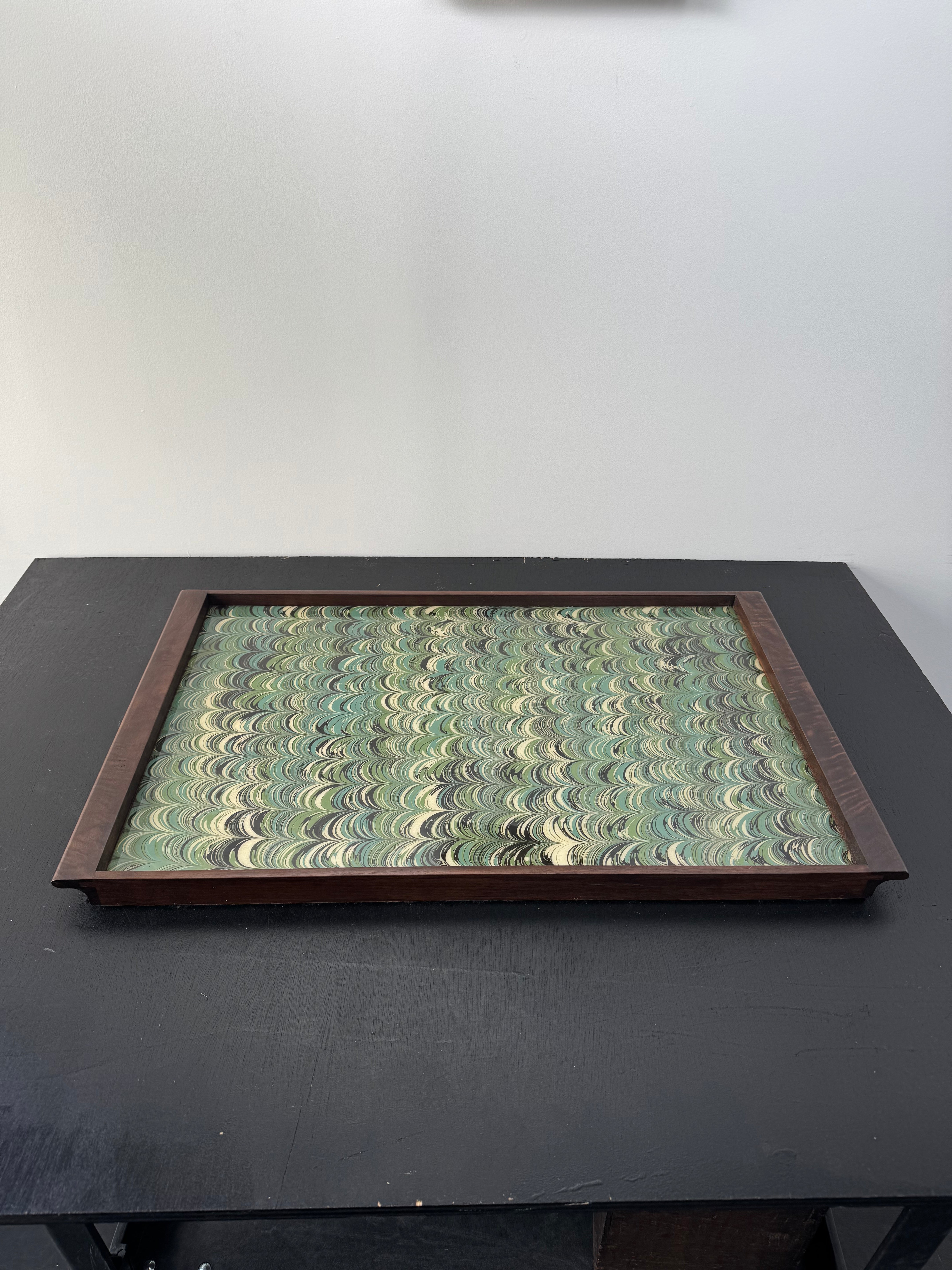 Limited Edition Walnut & Vintage Marbleized Paper Tray