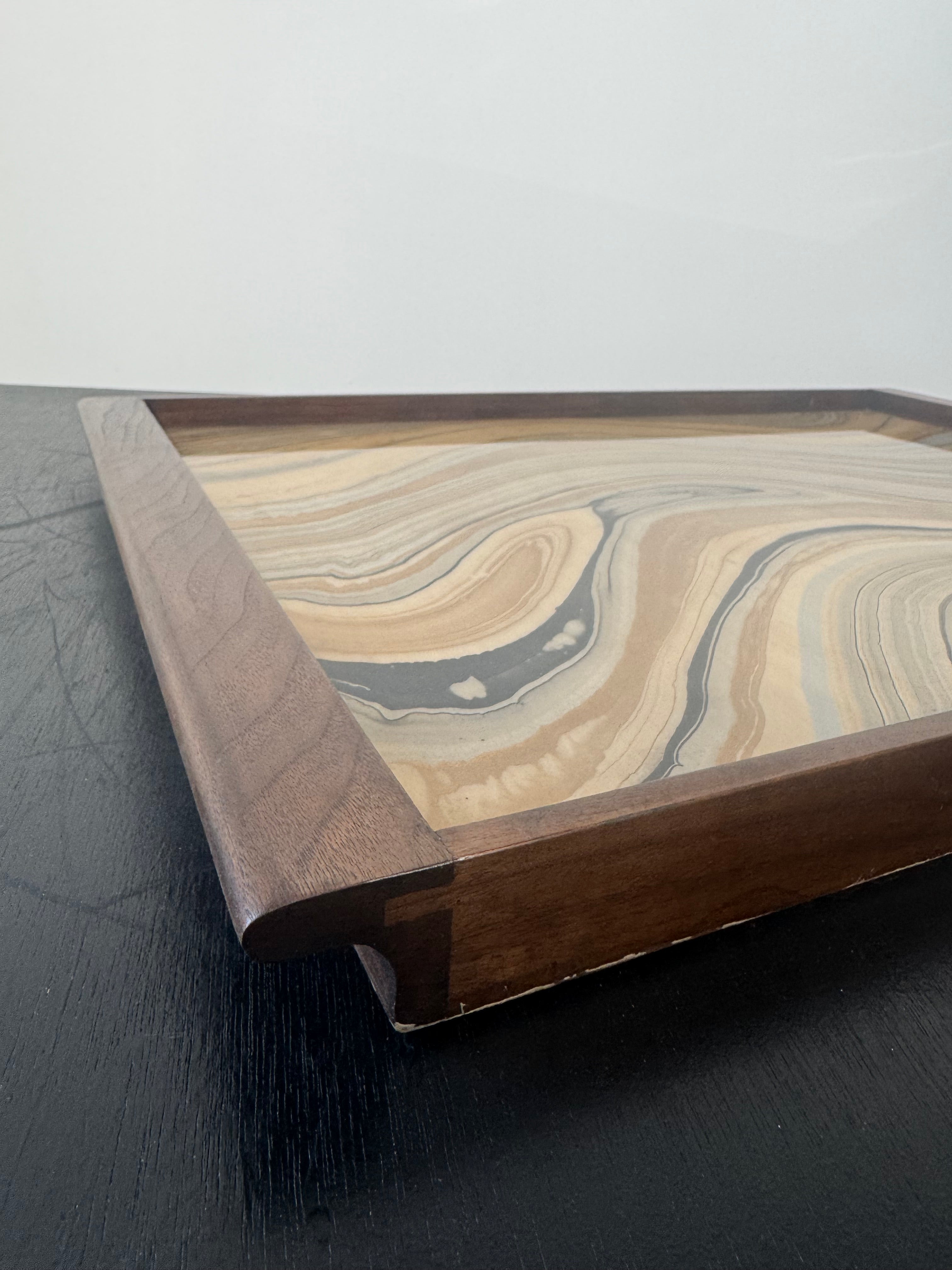 Lucca Studio Limited Edition Walnut Tray & Marbleized Italian Paper