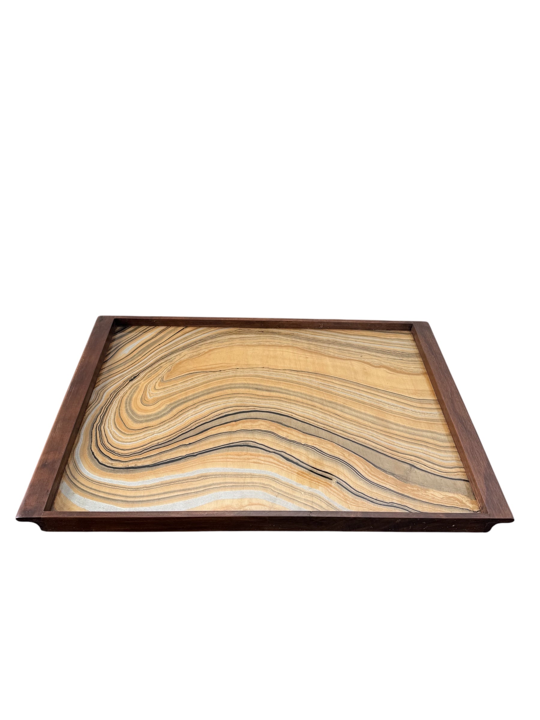 Limited Edition Walnut & Vintage Italian Marbleized Paper Tray