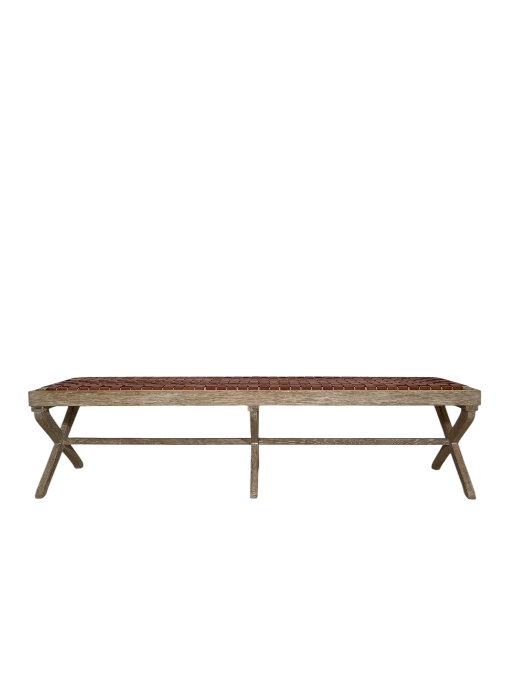 Limited Edition Oak and Saddle Leather Bench