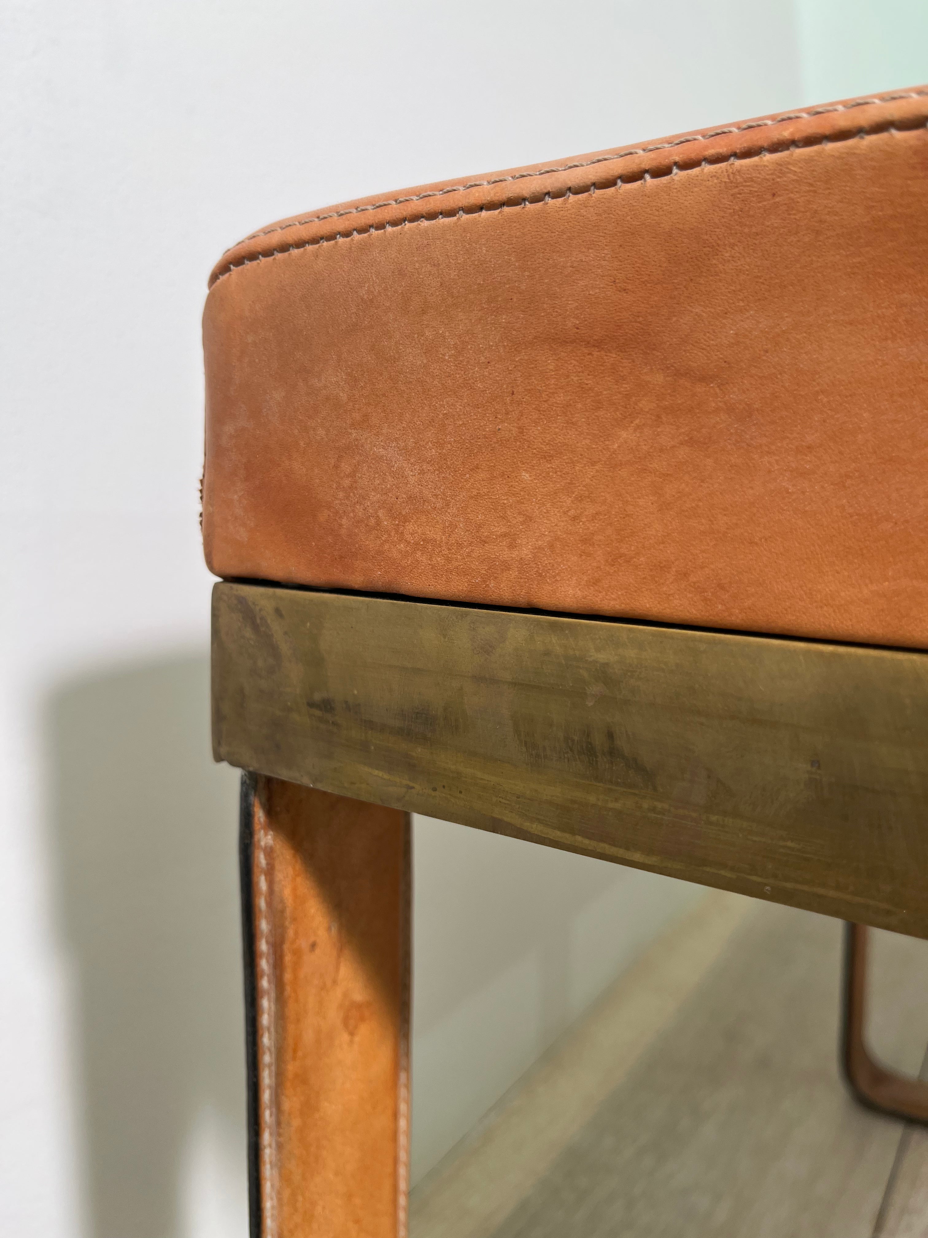 Limited Edition Stitched Saddle Leather  Bench