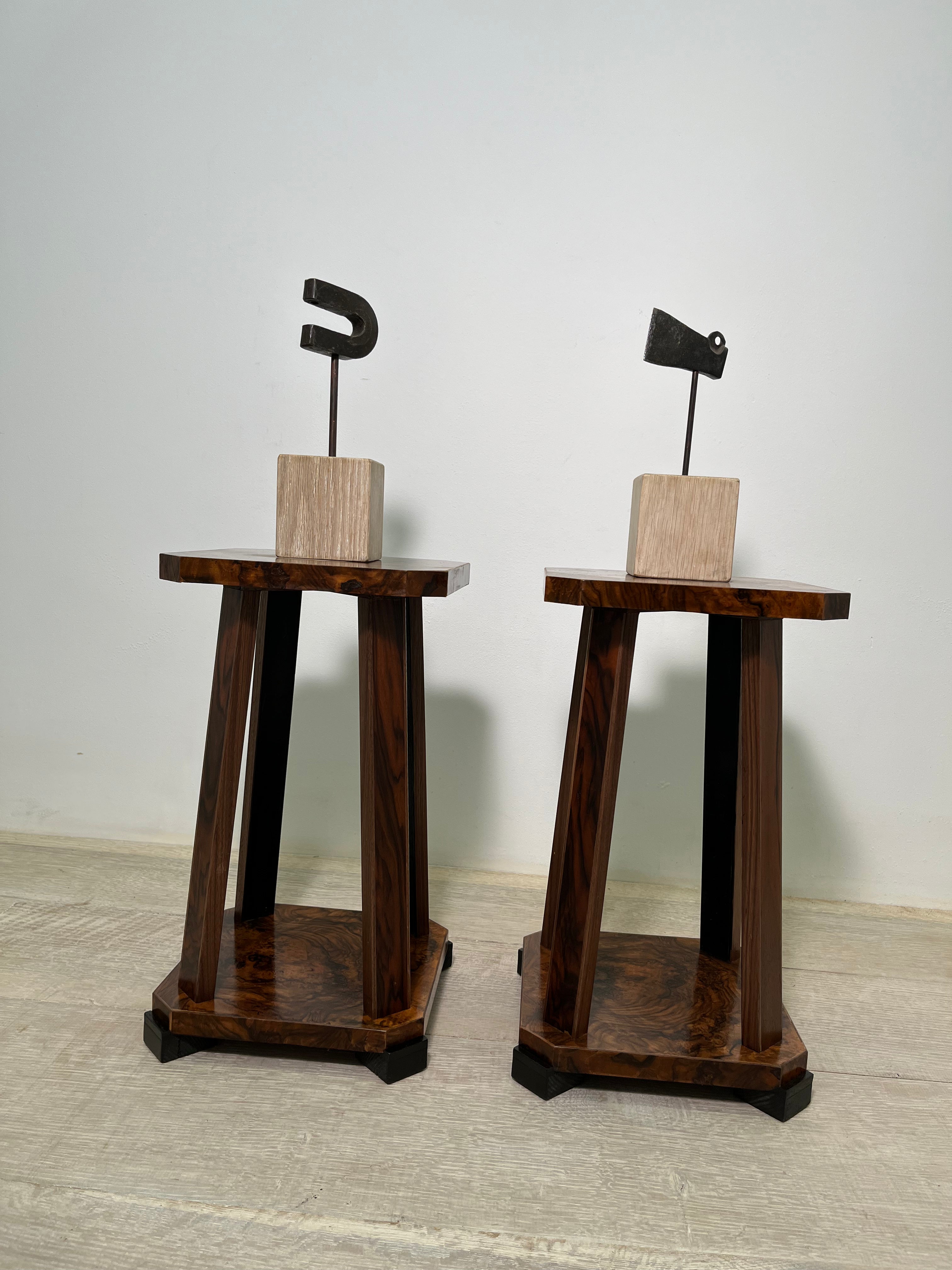 Pair of Limited Edition English 18th Century Burl Wood Side Table