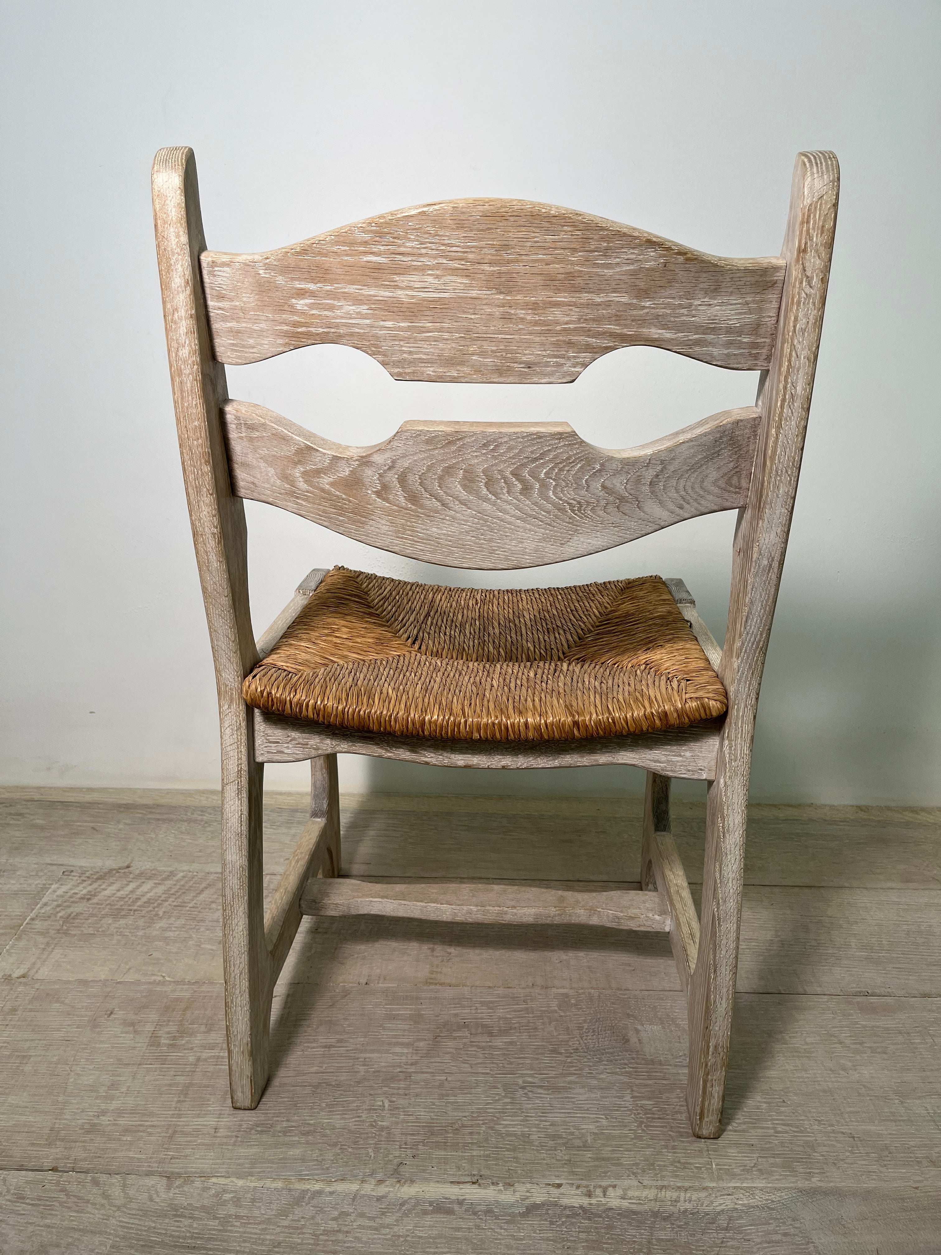 Set of (6) Henning Kjaernulf "Razor Back" Cerused Oak Chairs