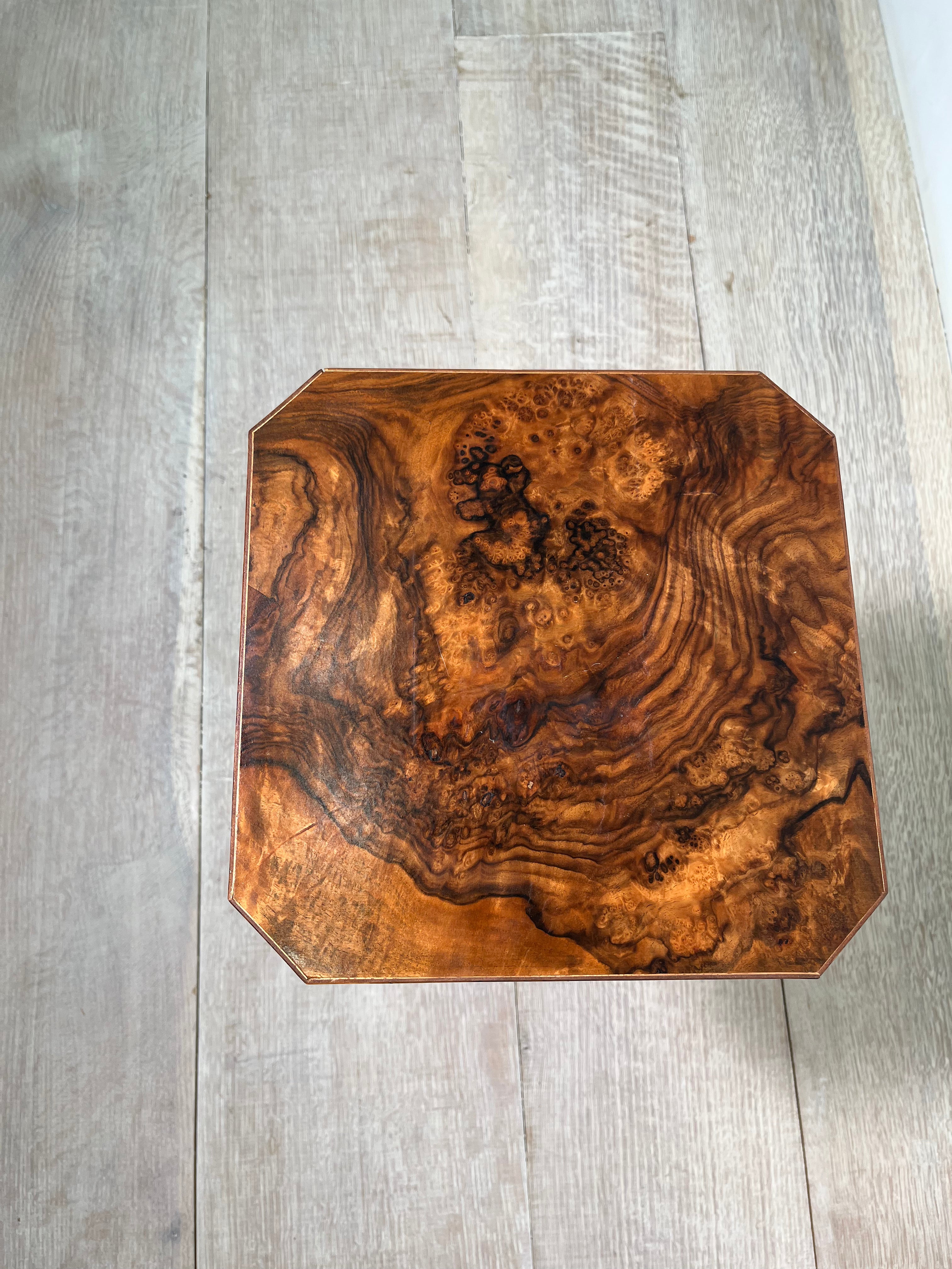 Limited Edition English 18th Century Burl Wood Side Table