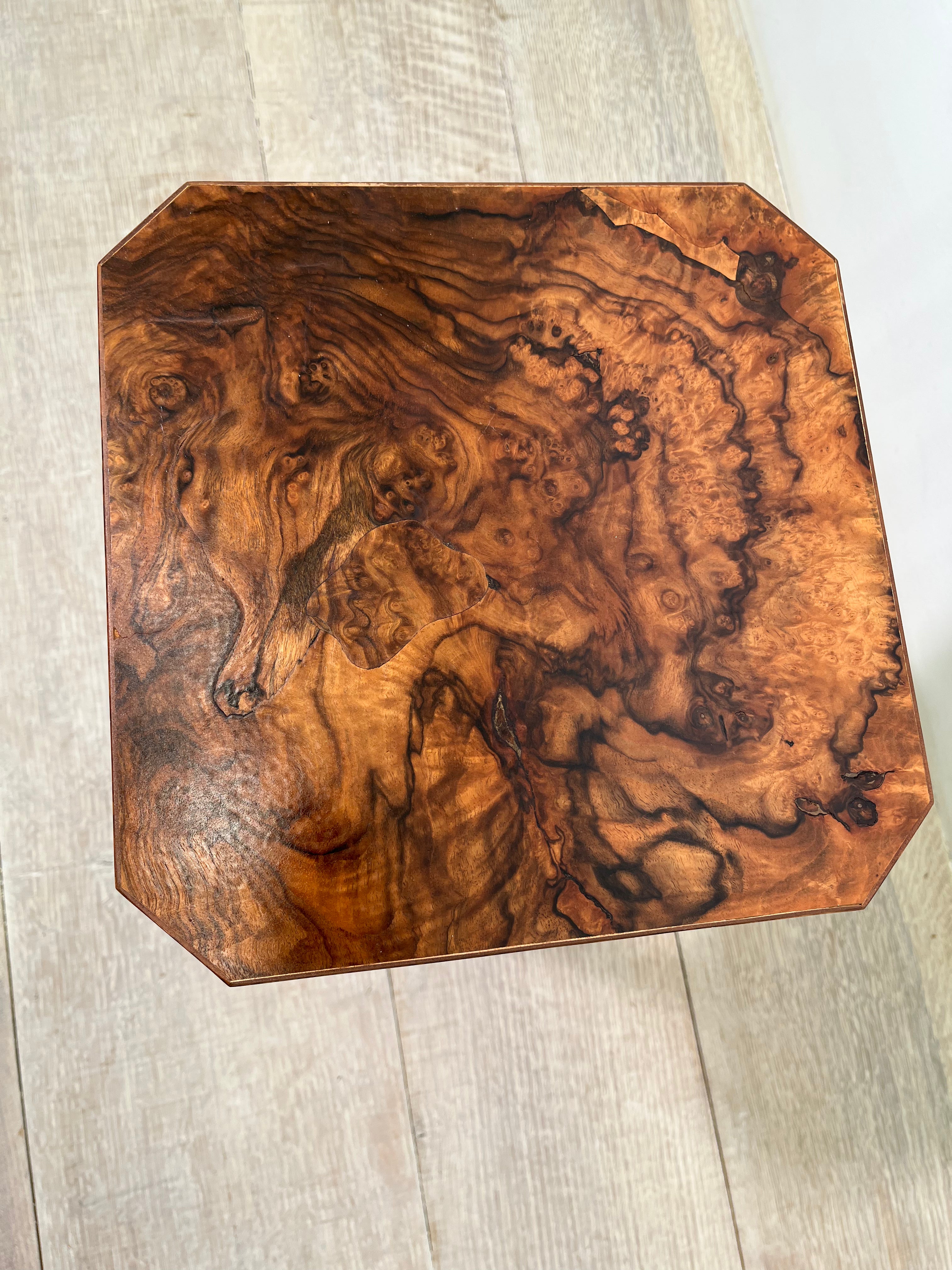 Limited Edition English Burl Wood Side table