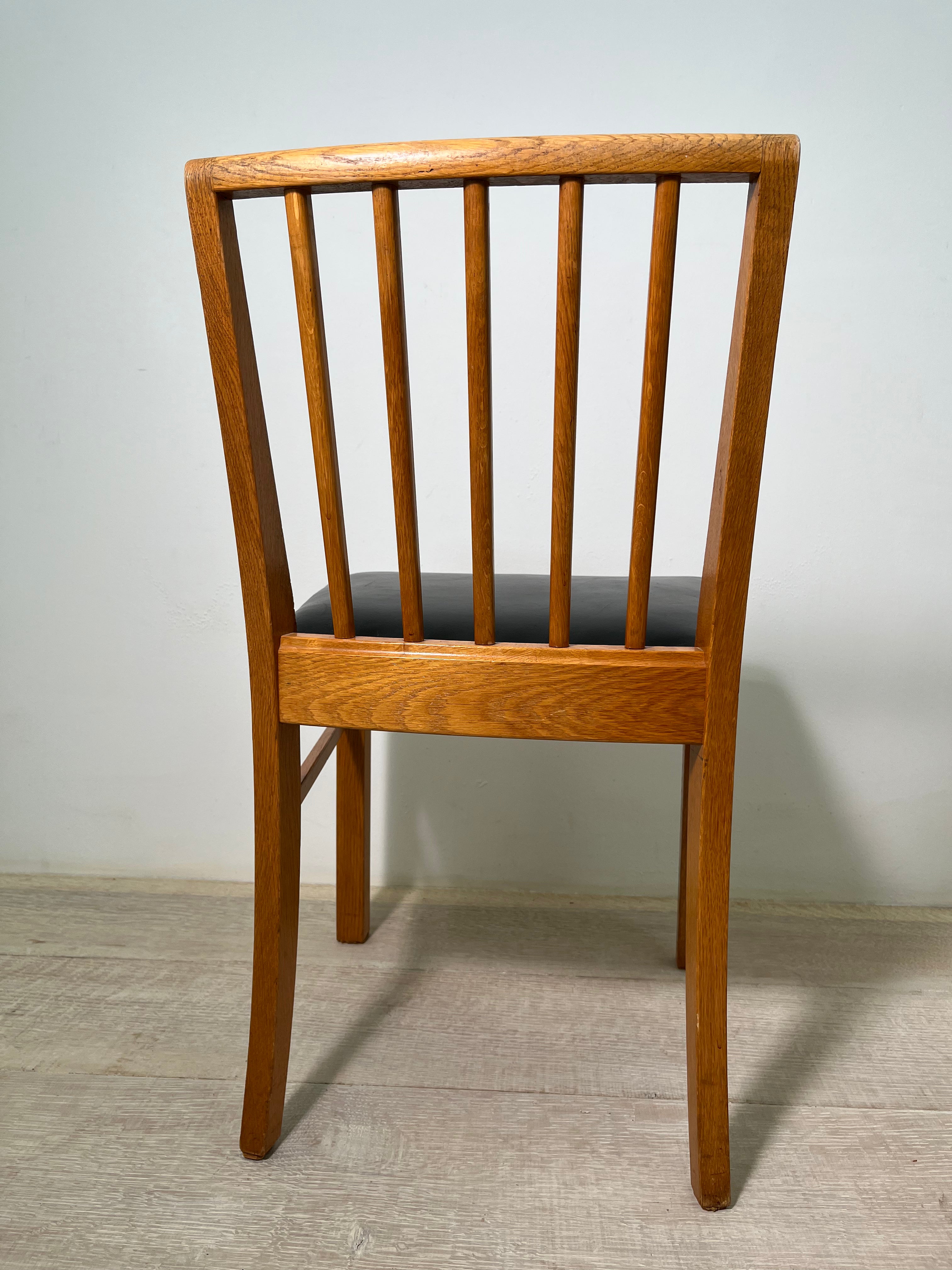 Set of (6) Fritz Hansen Oak Frame Dining Chairs, 1940's