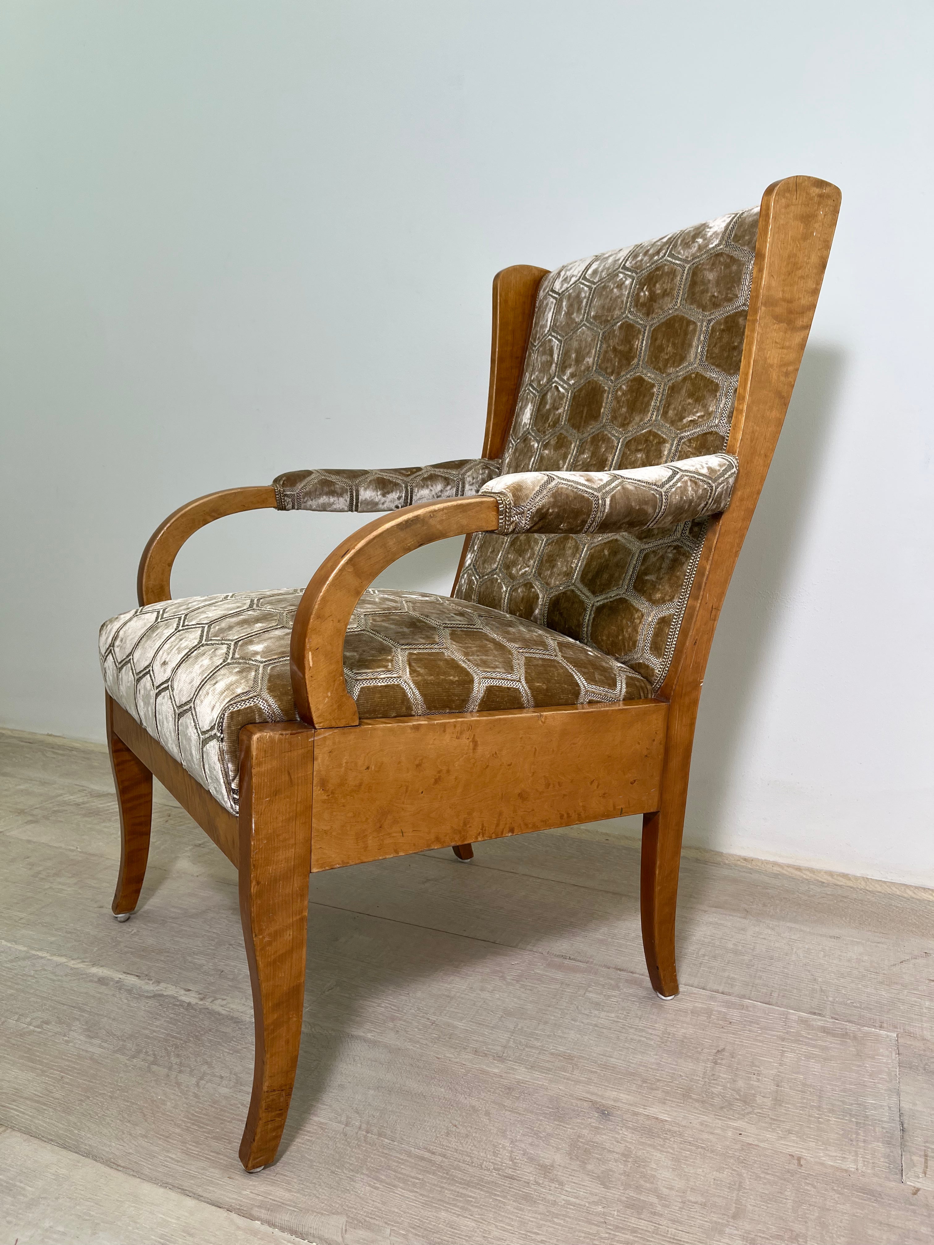 Pair of 1930 Swedish Birch Arm Chairs