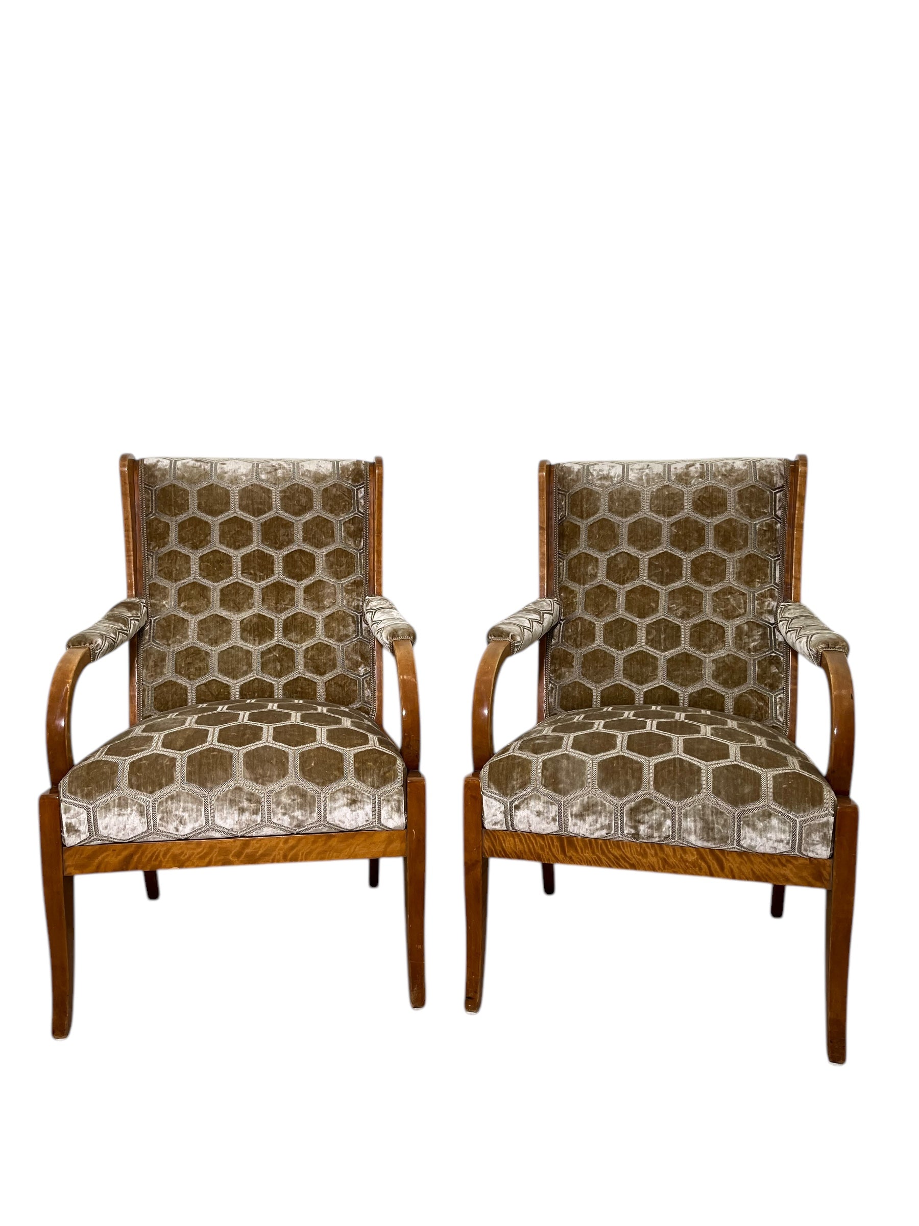 Pair of 1930 Swedish Birch Arm Chairs