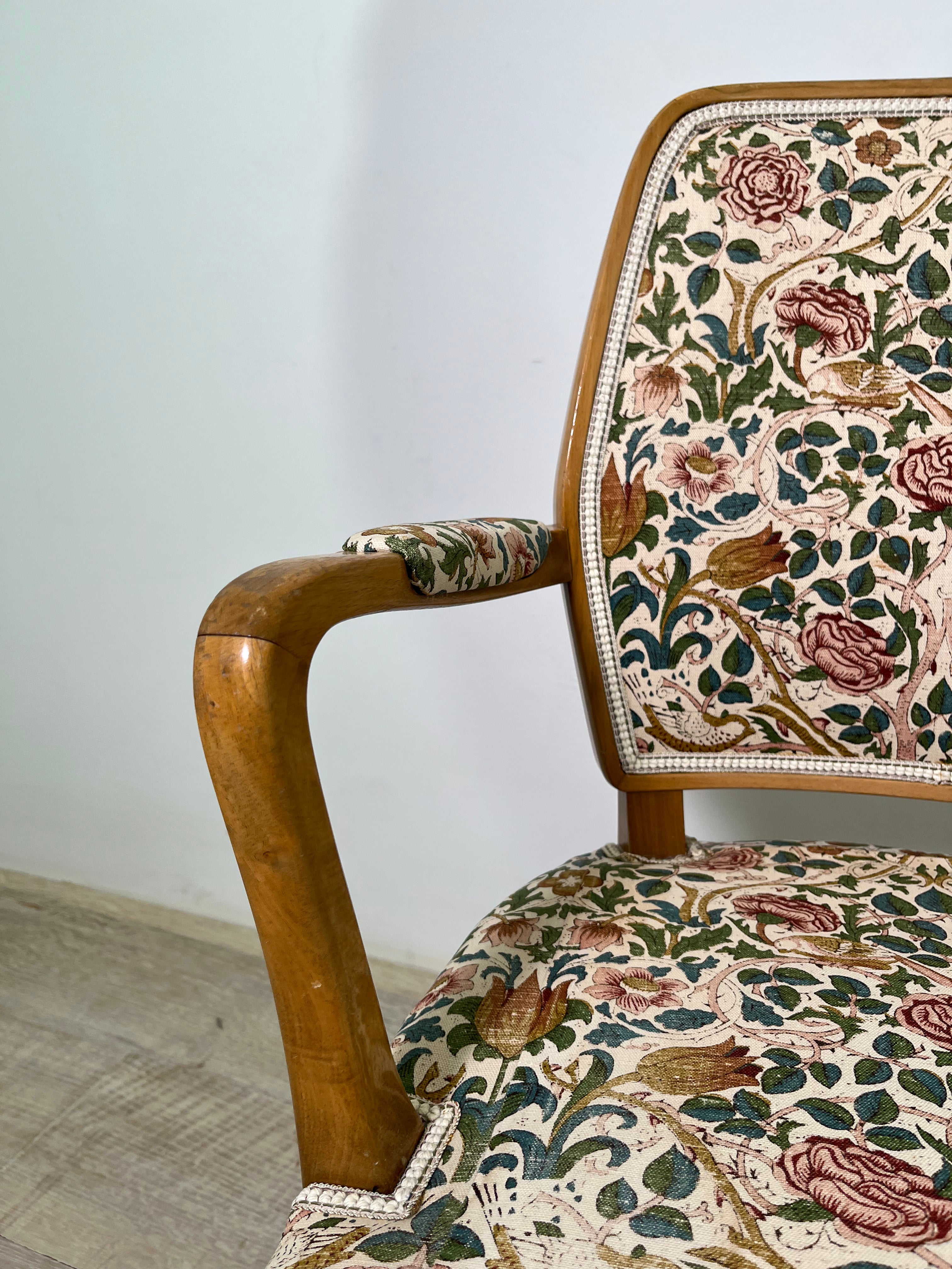 Set of (4) Swedish Dining Arm Chairs of Walnut