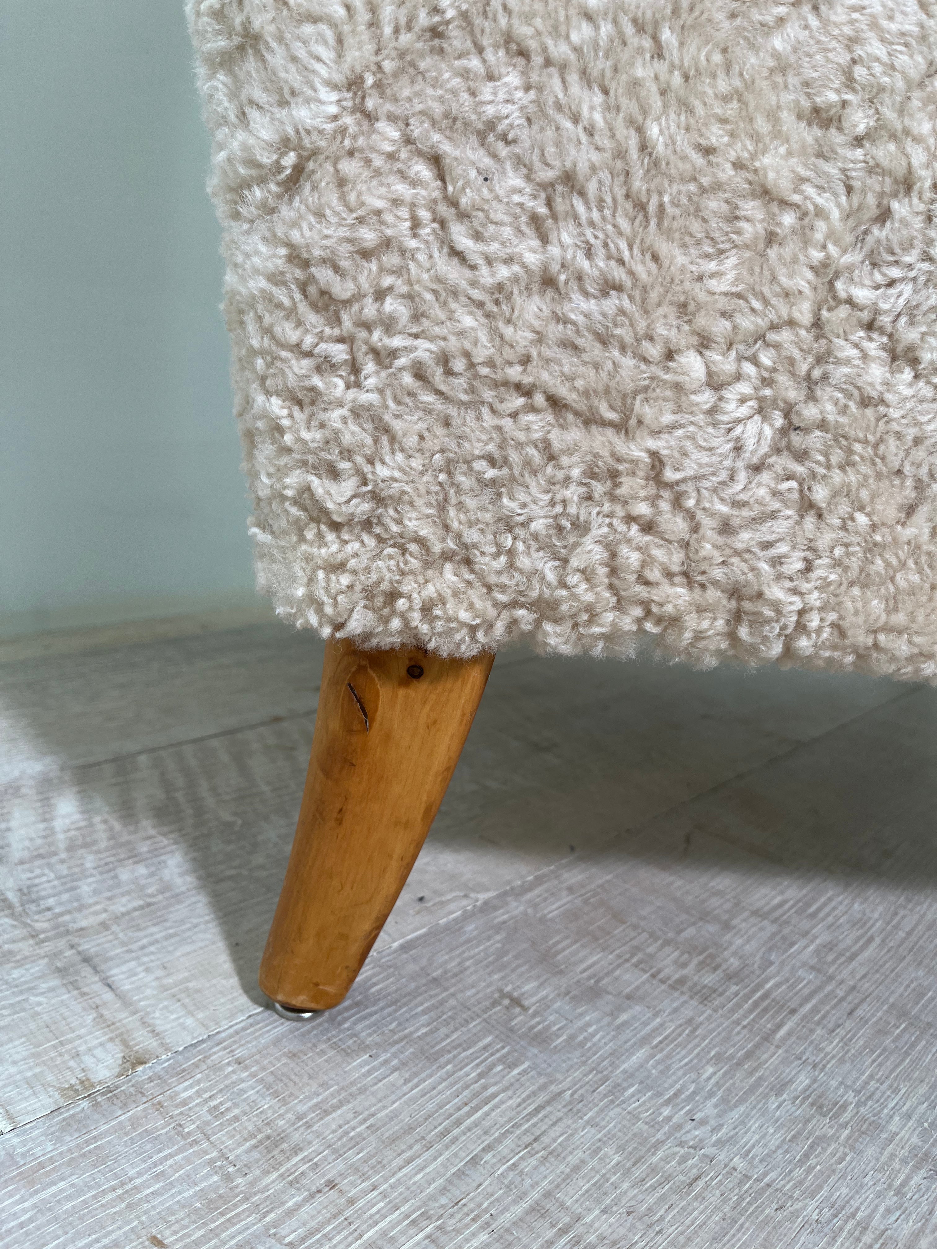 Pair of 1930's Danish Arm Chairs in Shearling