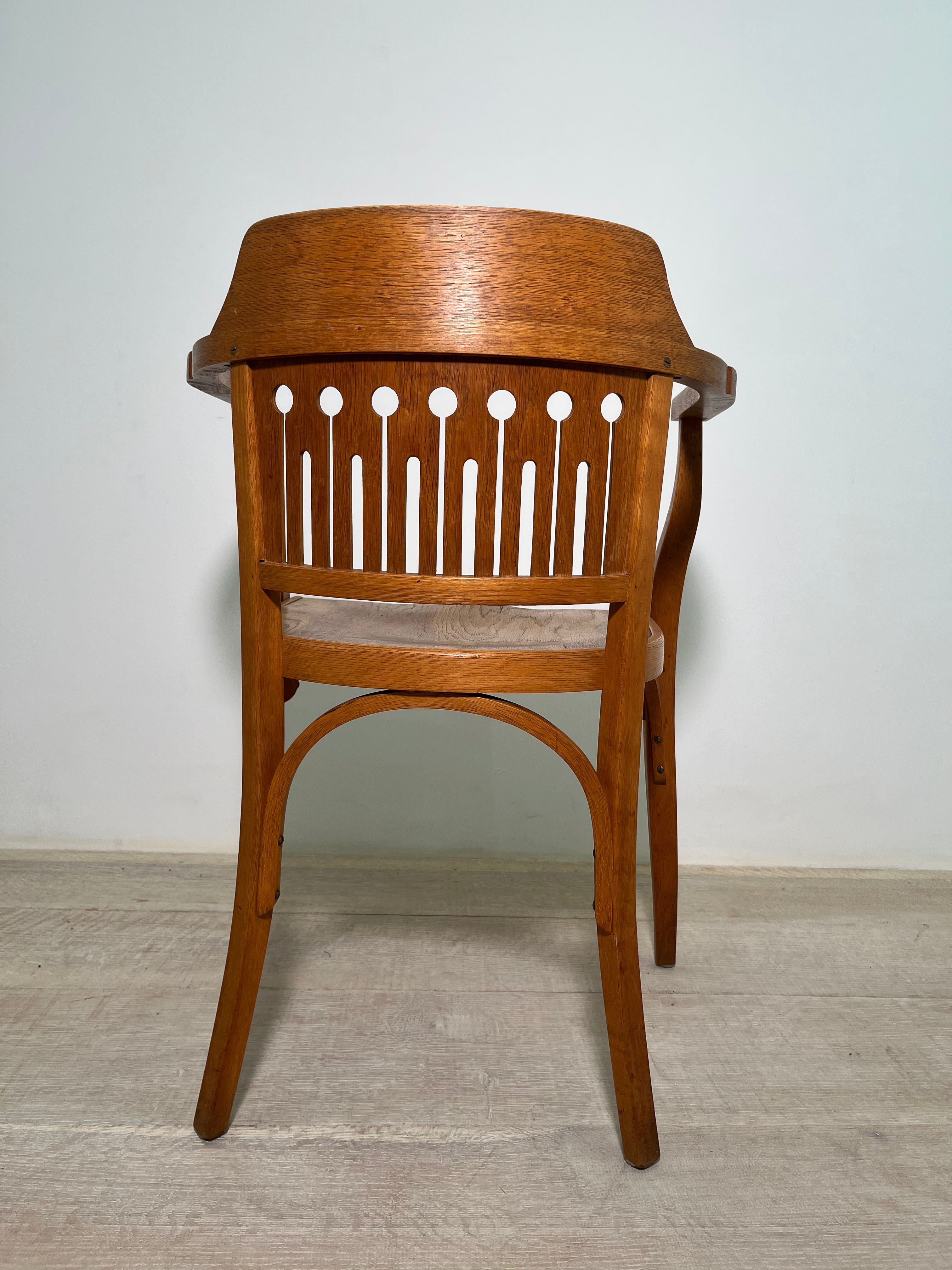 Single OTTO WAGNER Art Nouveau Oak Armchair