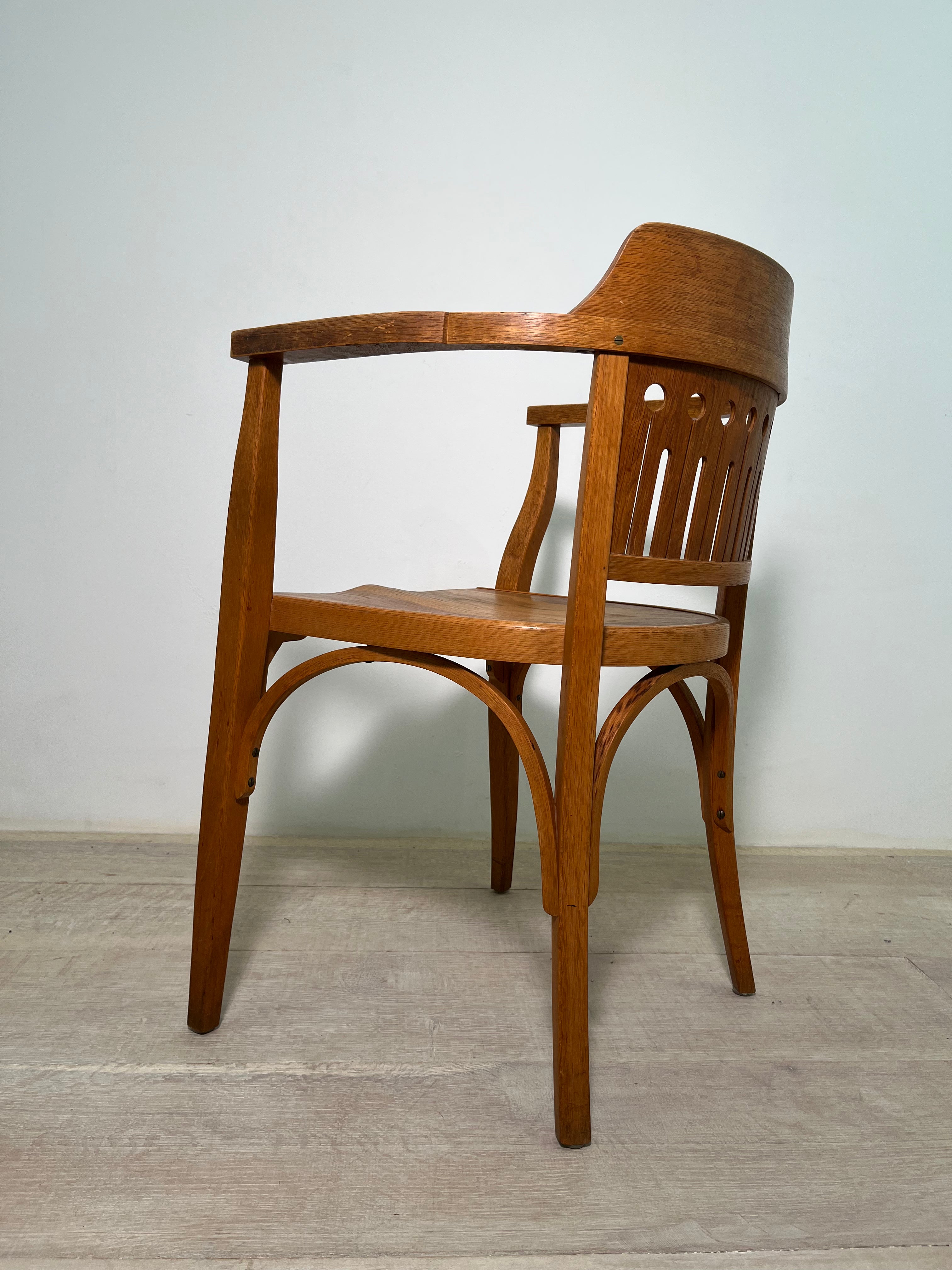 Single OTTO WAGNER Art Nouveau Oak Armchair