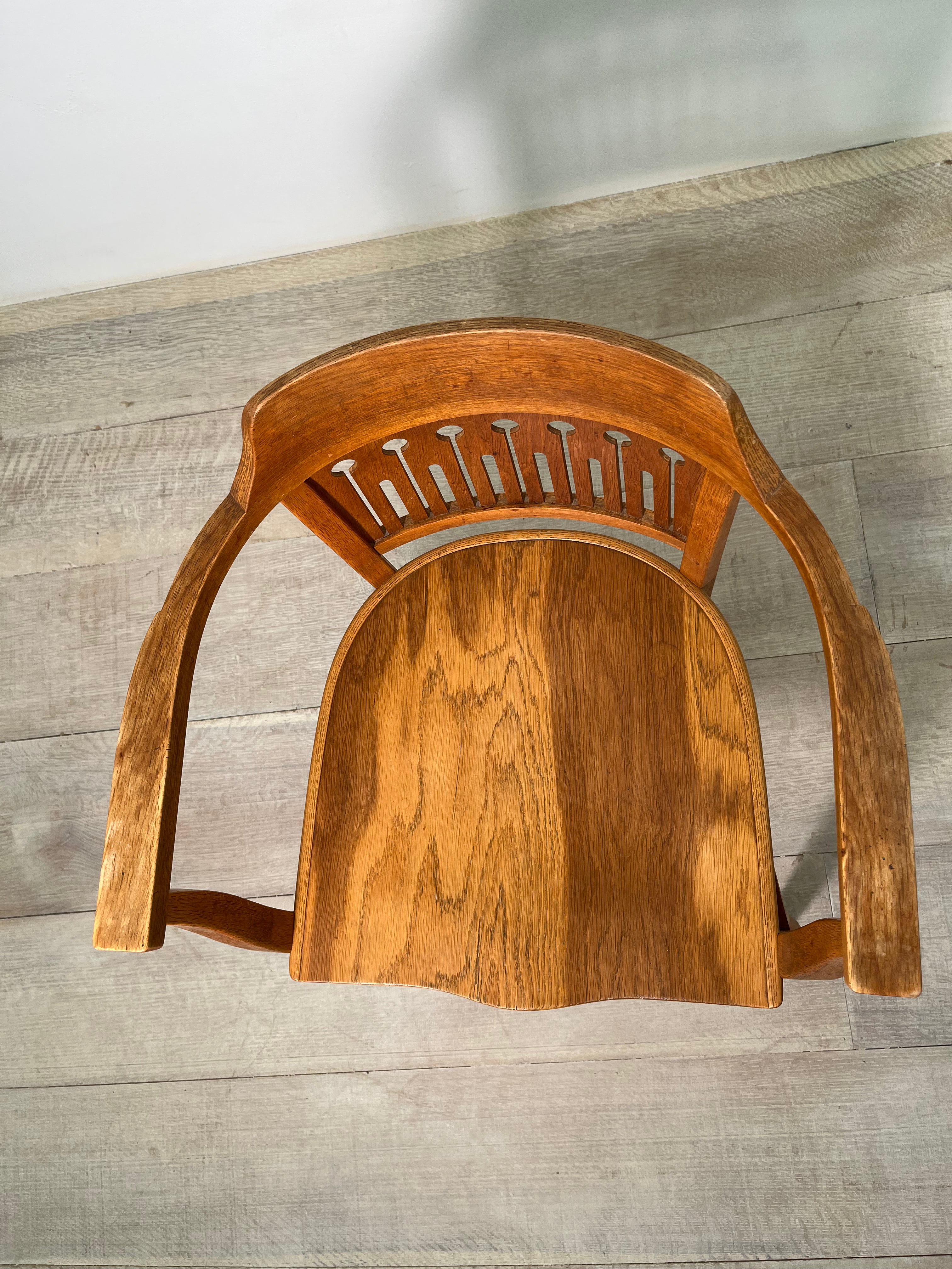 Single OTTO WAGNER Art Nouveau Oak Armchair