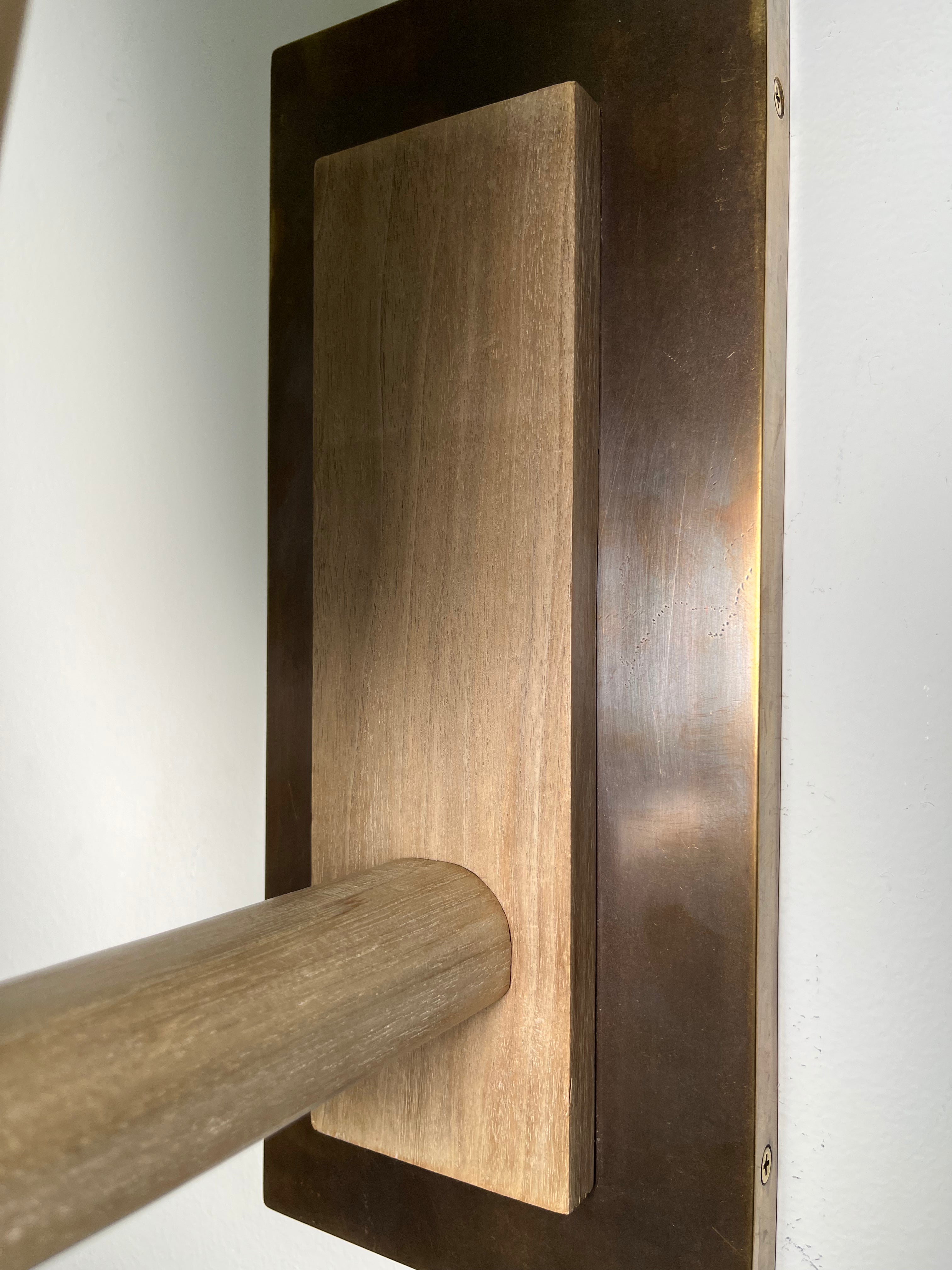 Pair of Limited Edition Walnut and Bronze Sconces