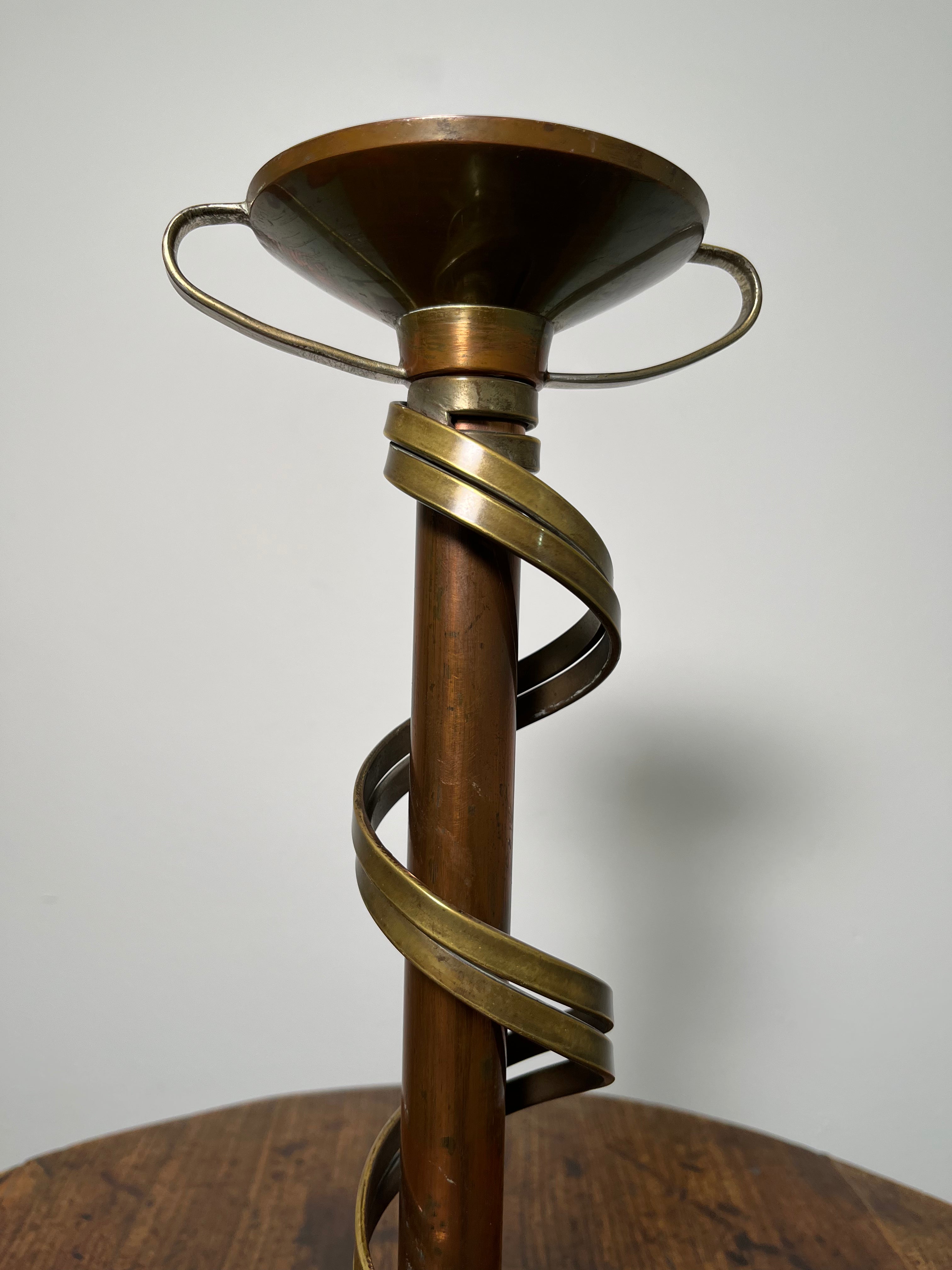 Superb Copper and Bronze Single Candle Stick