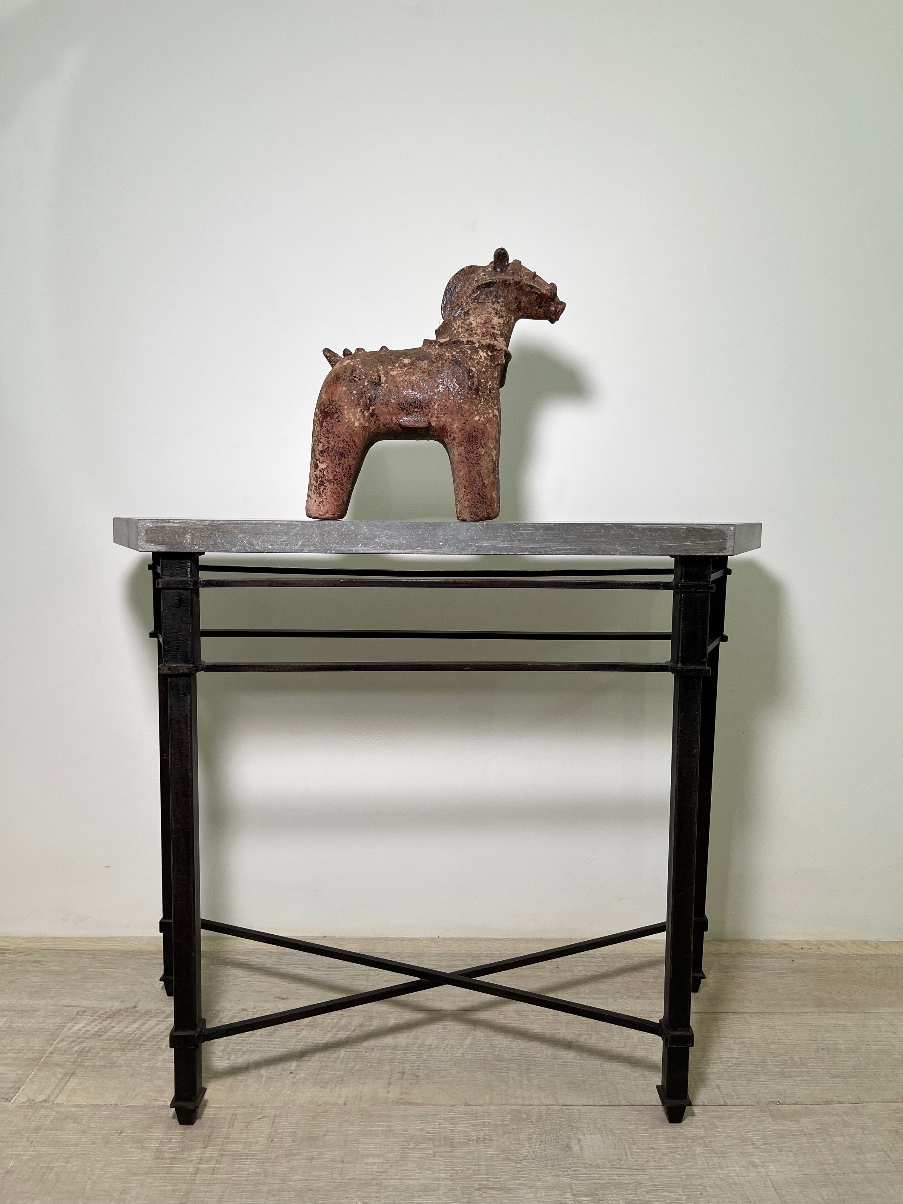 Limited Edition Patinated Iron and Bluestone Console