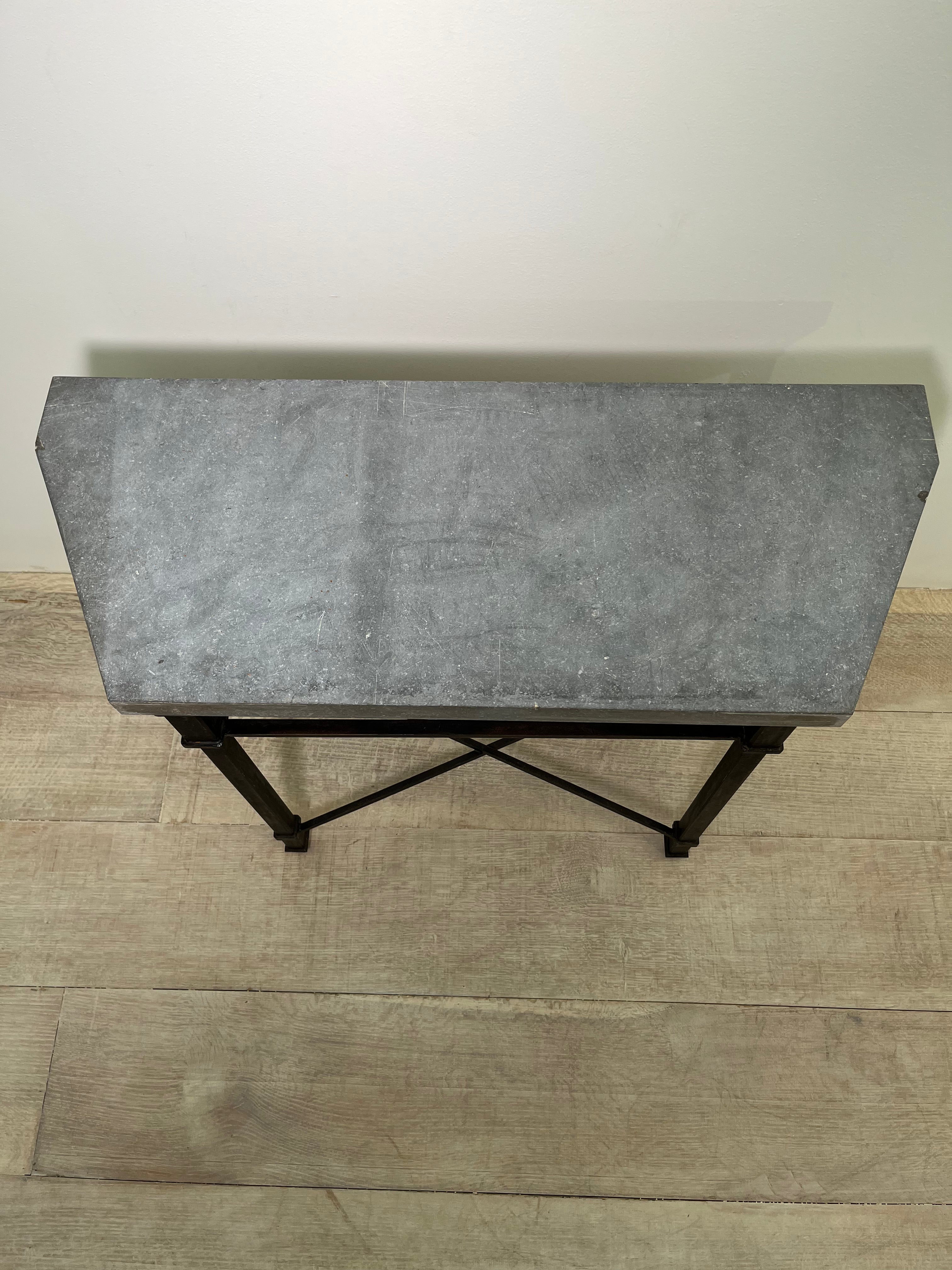 Limited Edition Patinated Iron and Bluestone Console