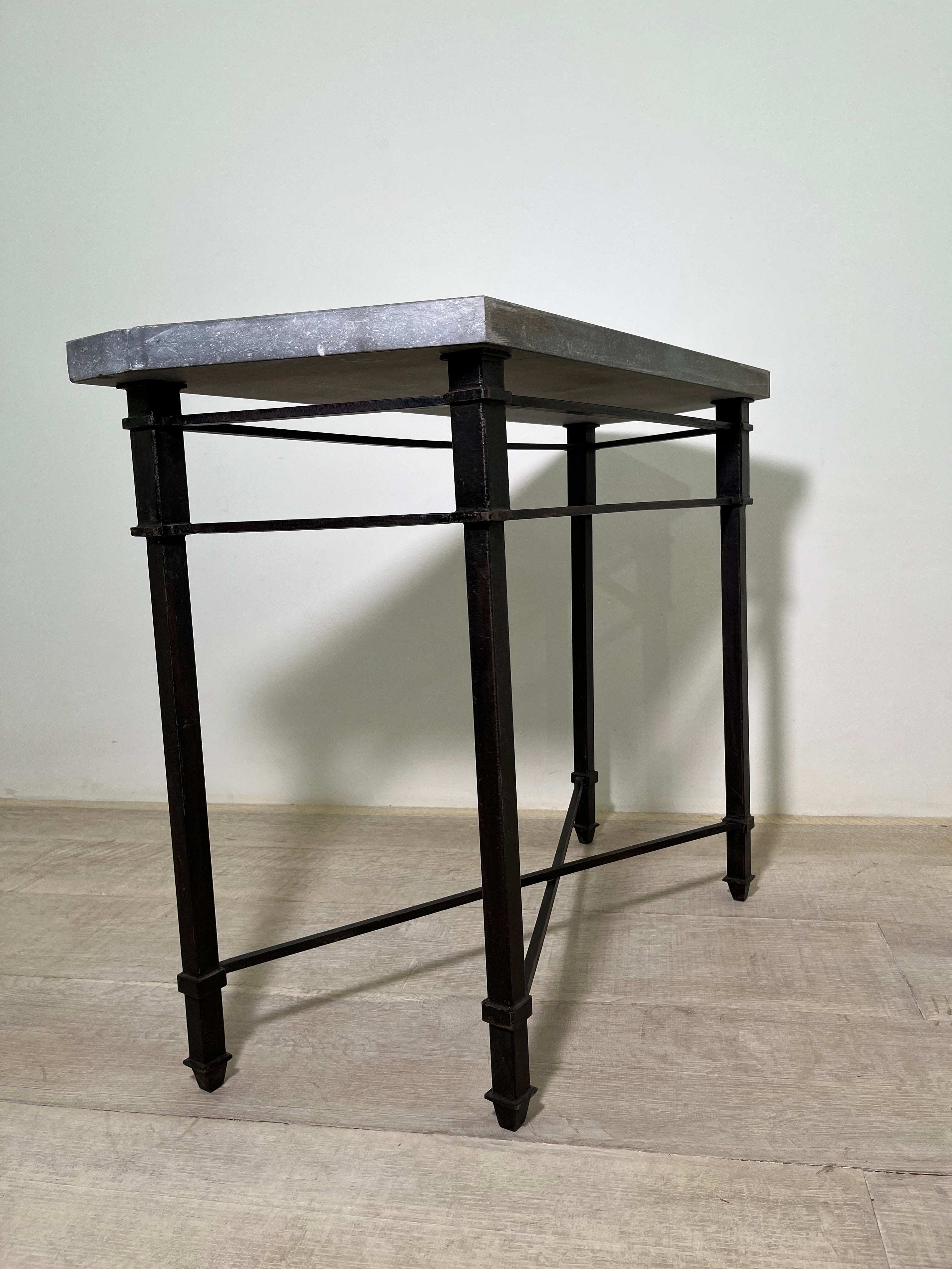 Limited Edition Patinated Iron and Bluestone Console