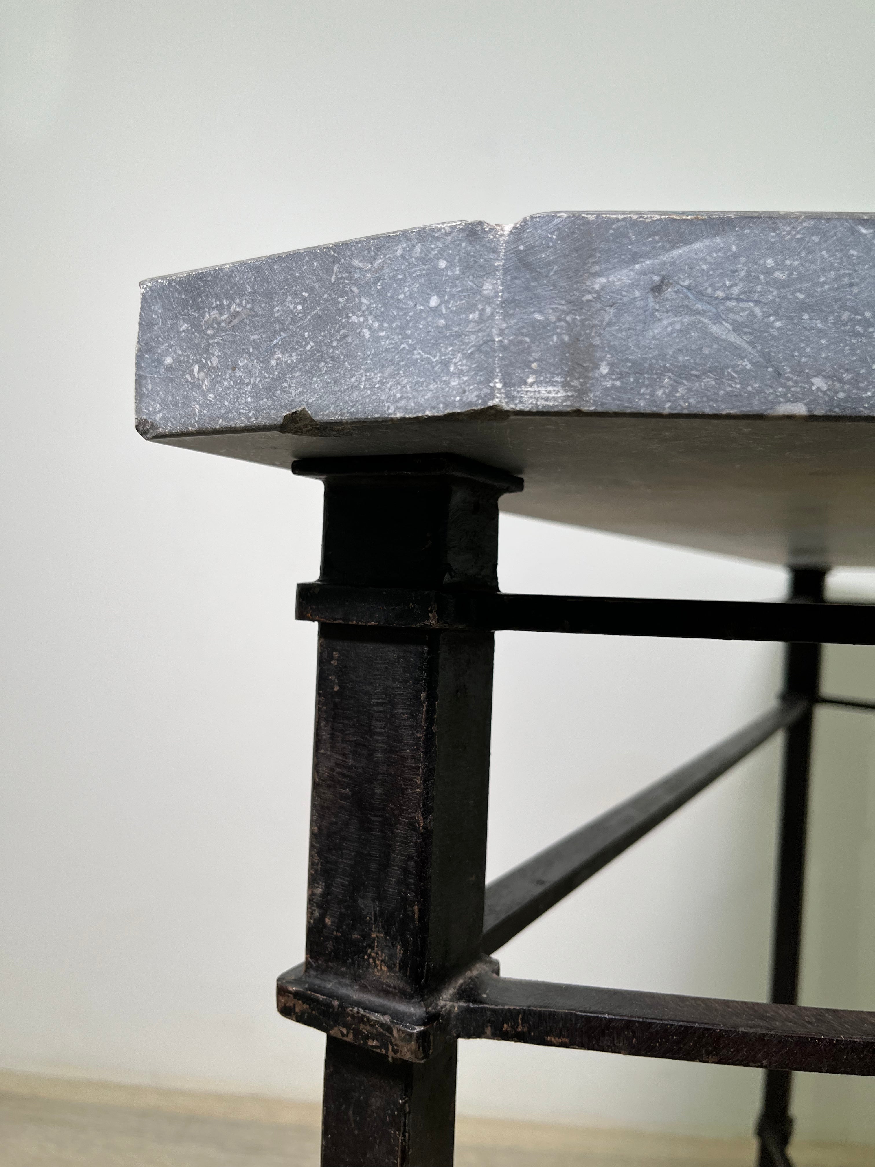 Limited Edition Patinated Iron and Bluestone Console