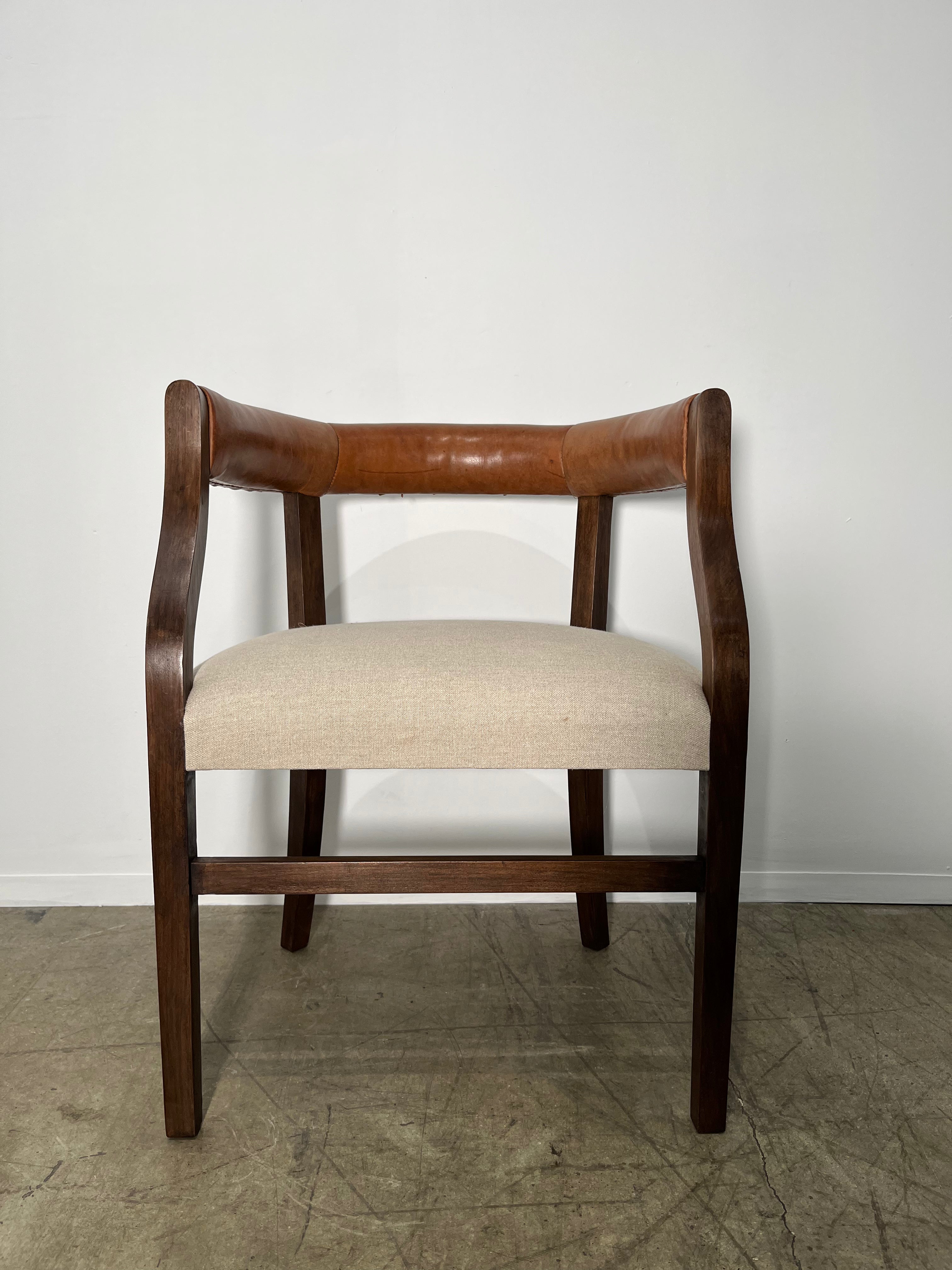 Set of (4) Lucca Studio Bennett Arm Chairs with Vintage Leather