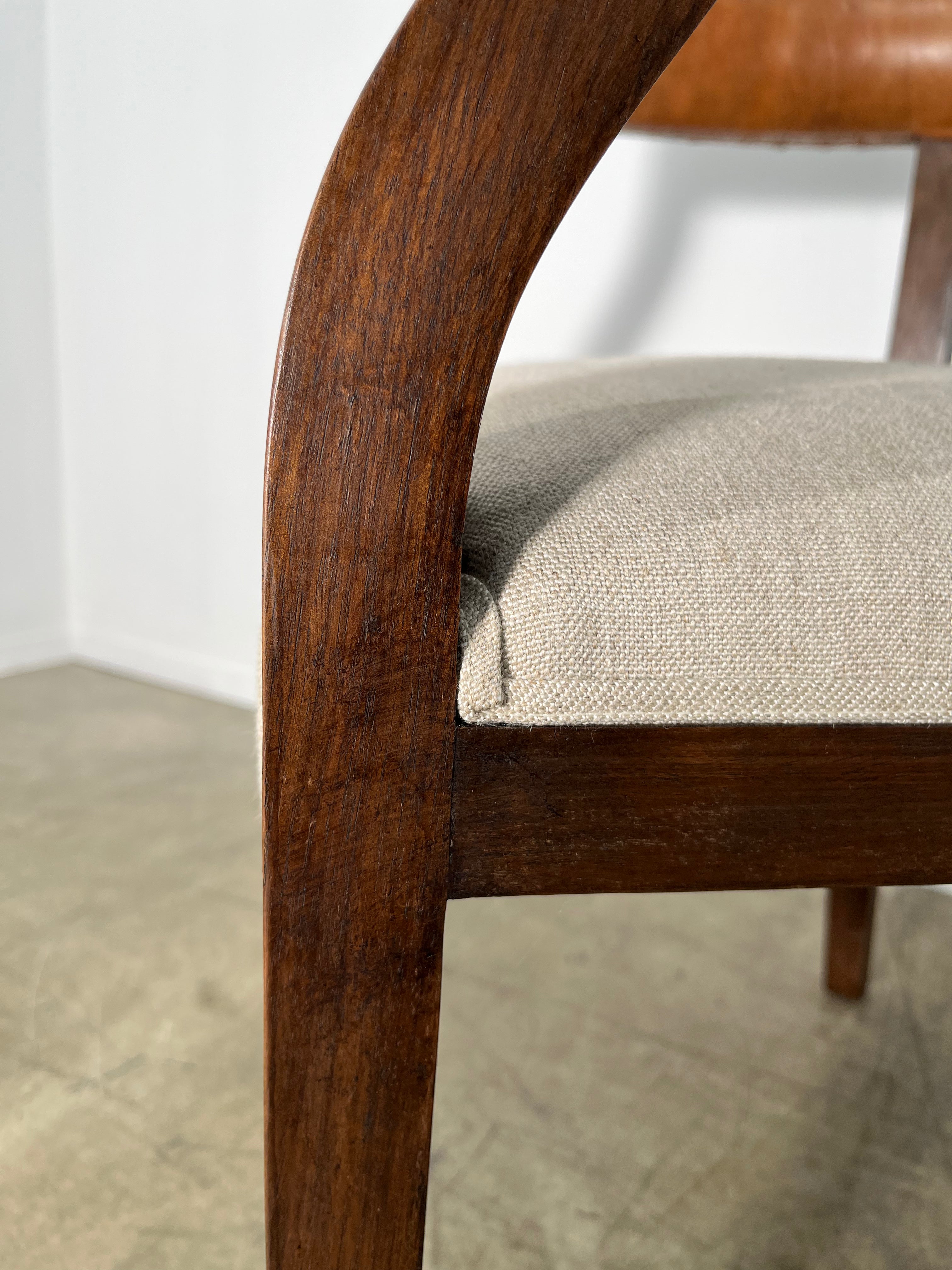 Set of (4) Lucca Studio Bennett Arm Chairs with Vintage Leather