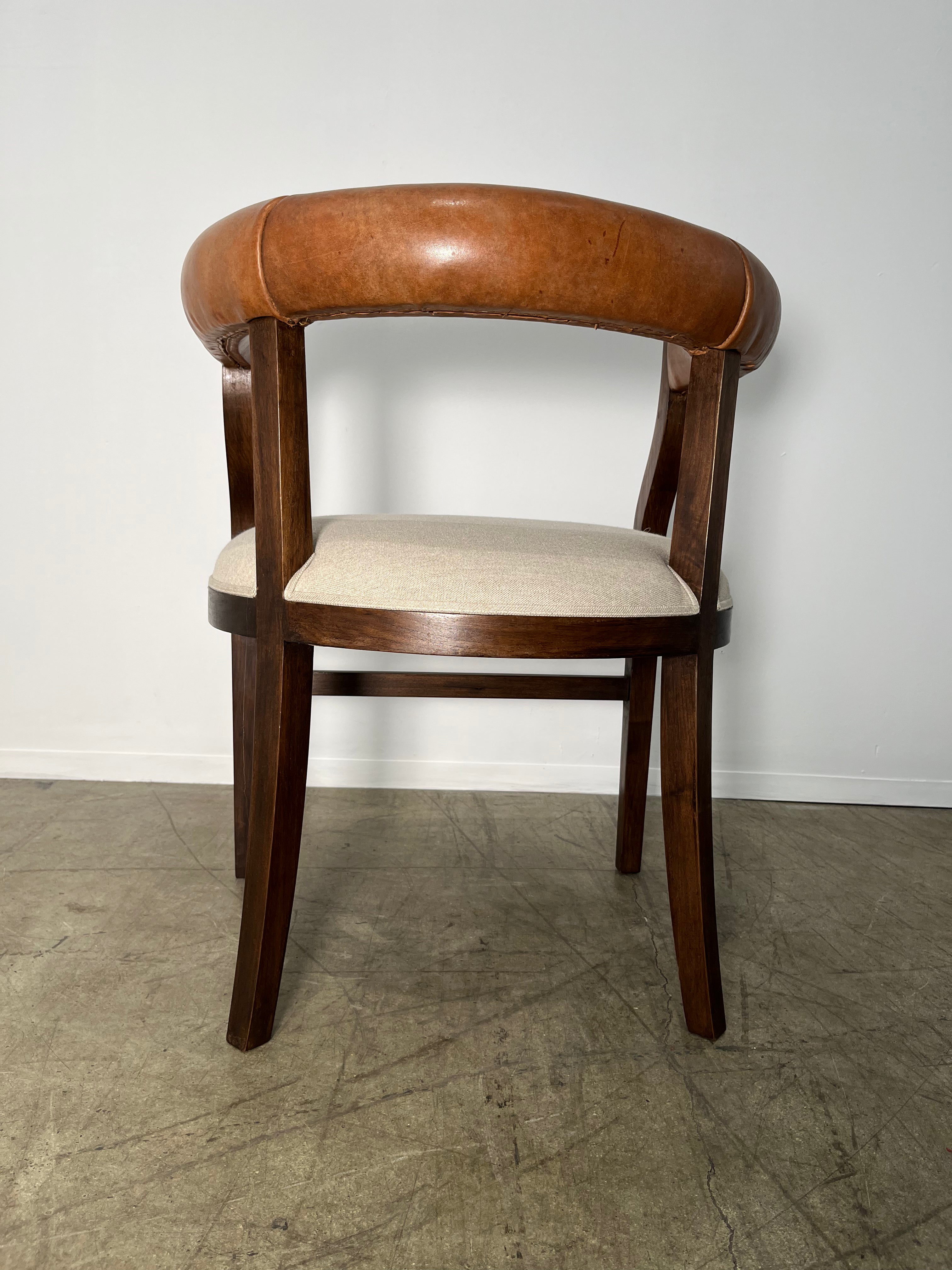 Set of (4) Lucca Studio Bennett Arm Chairs with Vintage Leather