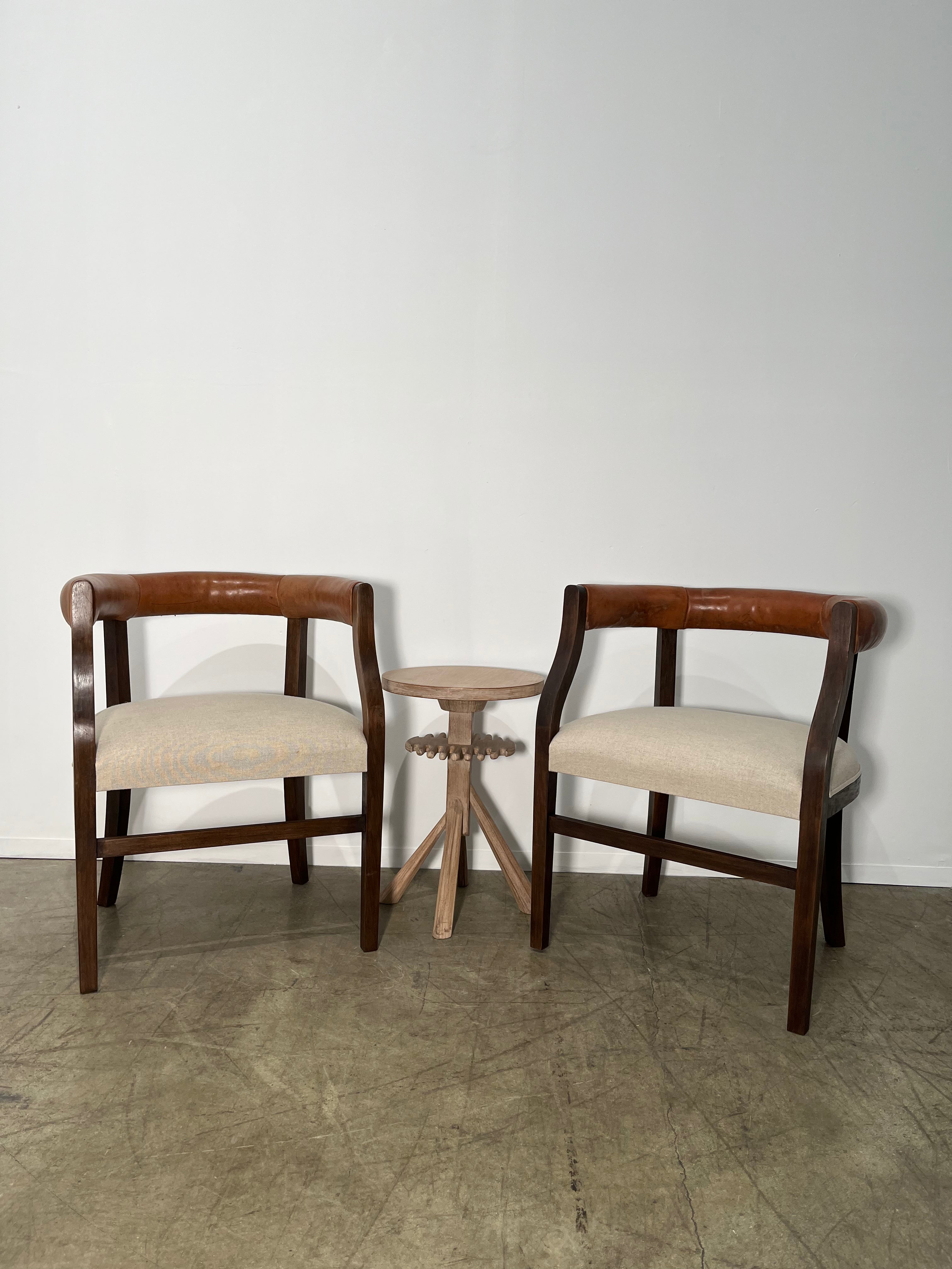 Set of (4) Lucca Studio Bennett Arm Chairs with Vintage Leather