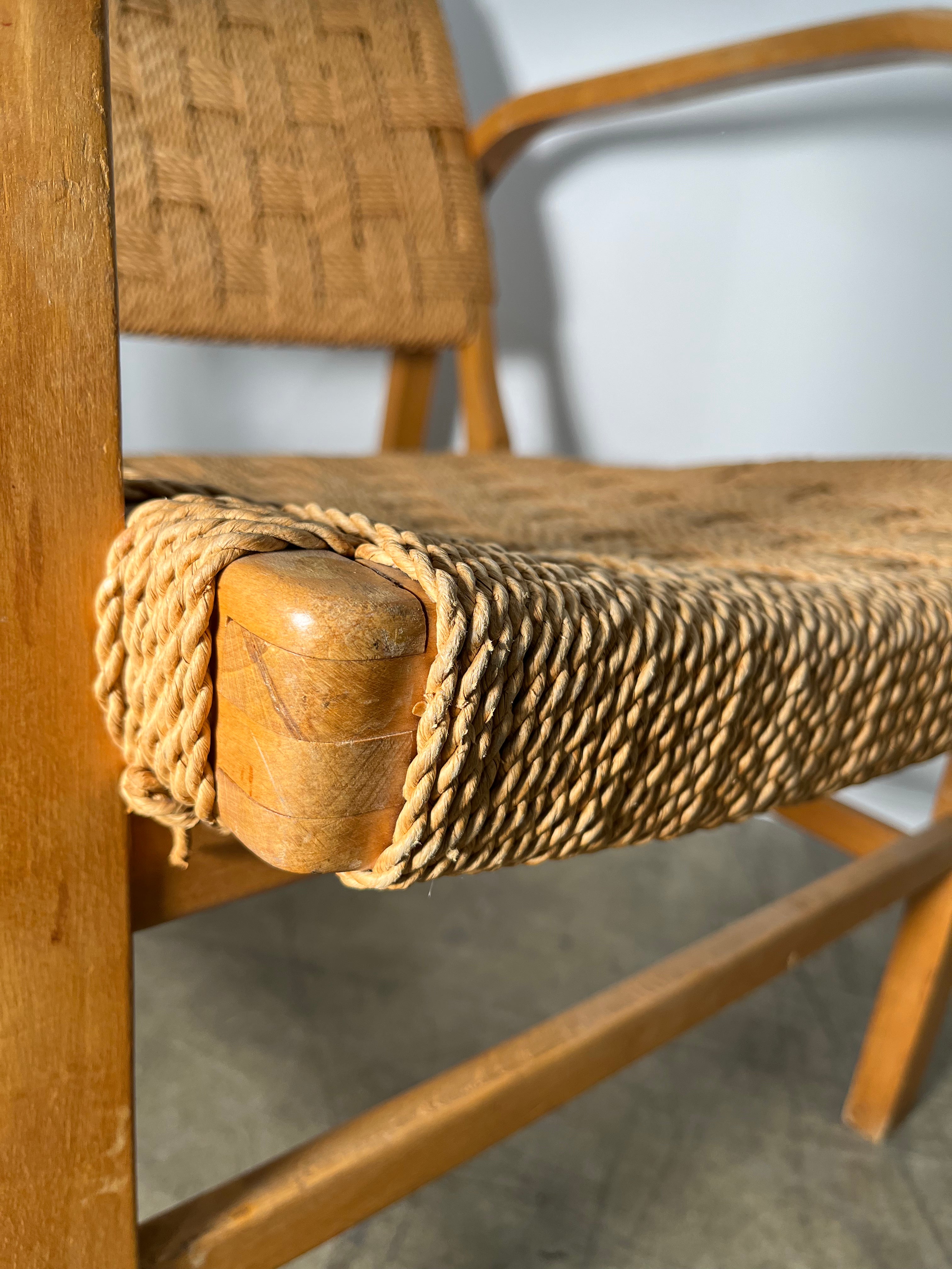 Pair of Vintage Danish Rope Arm Chairs