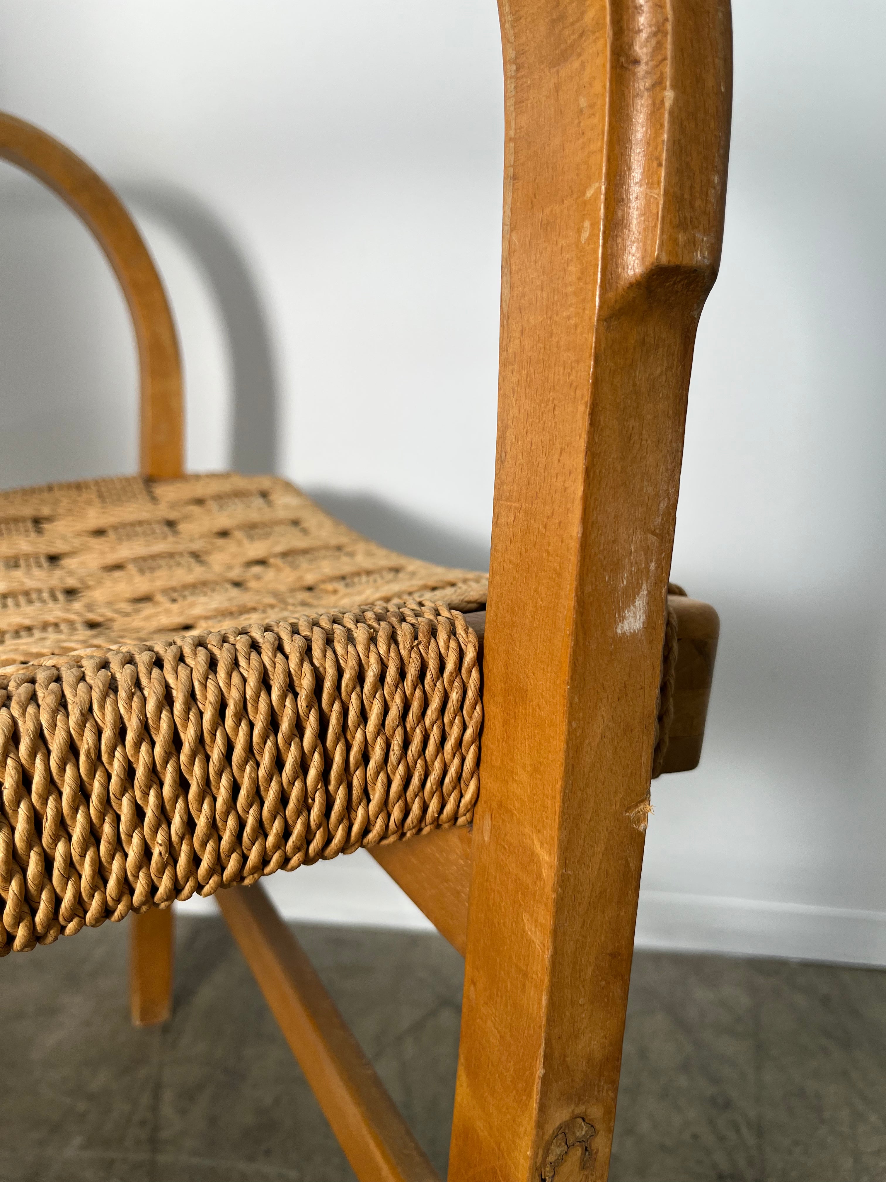 Pair of Vintage Danish Rope Arm Chairs