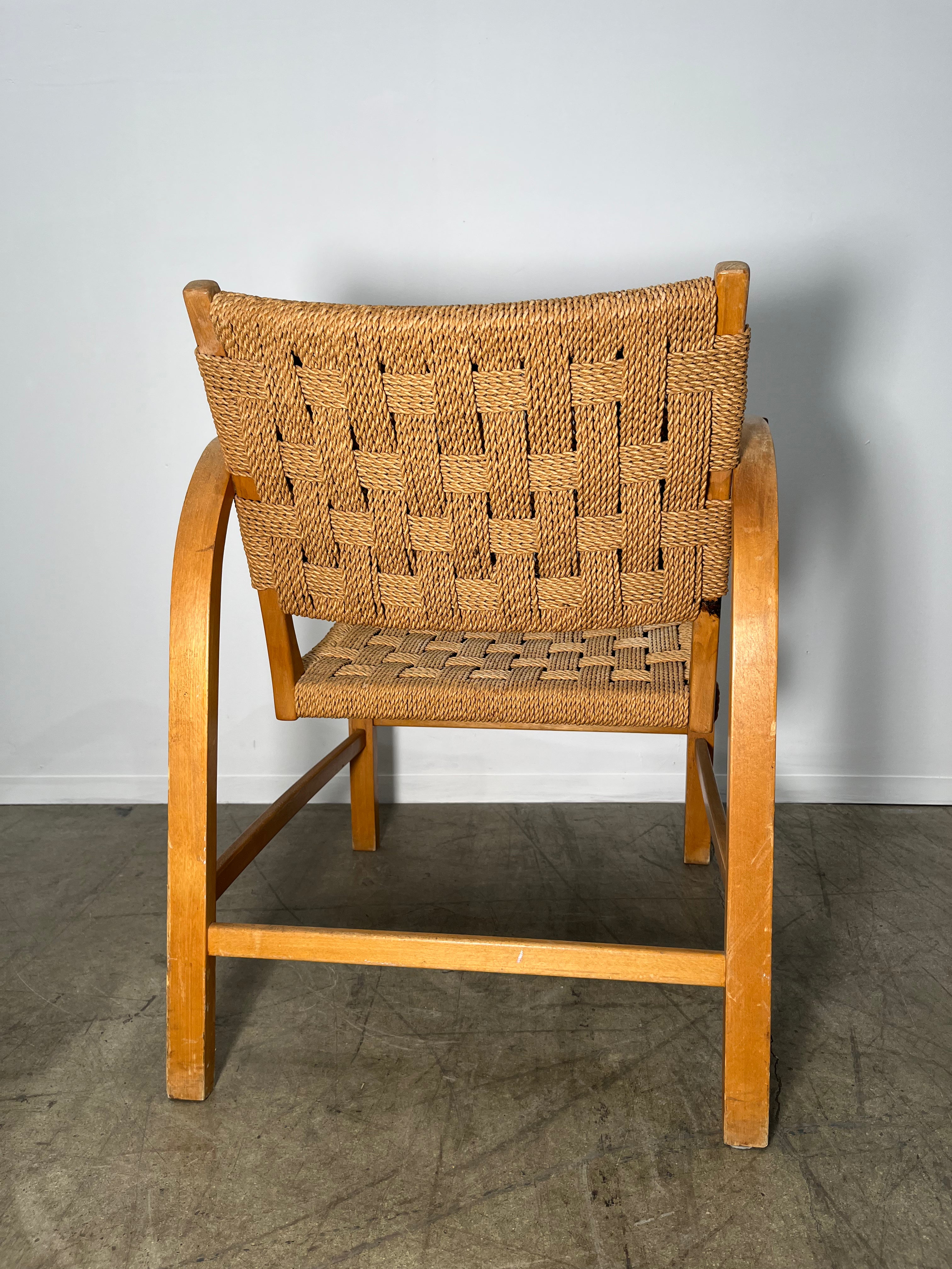 Pair of Vintage Danish Rope Arm Chairs