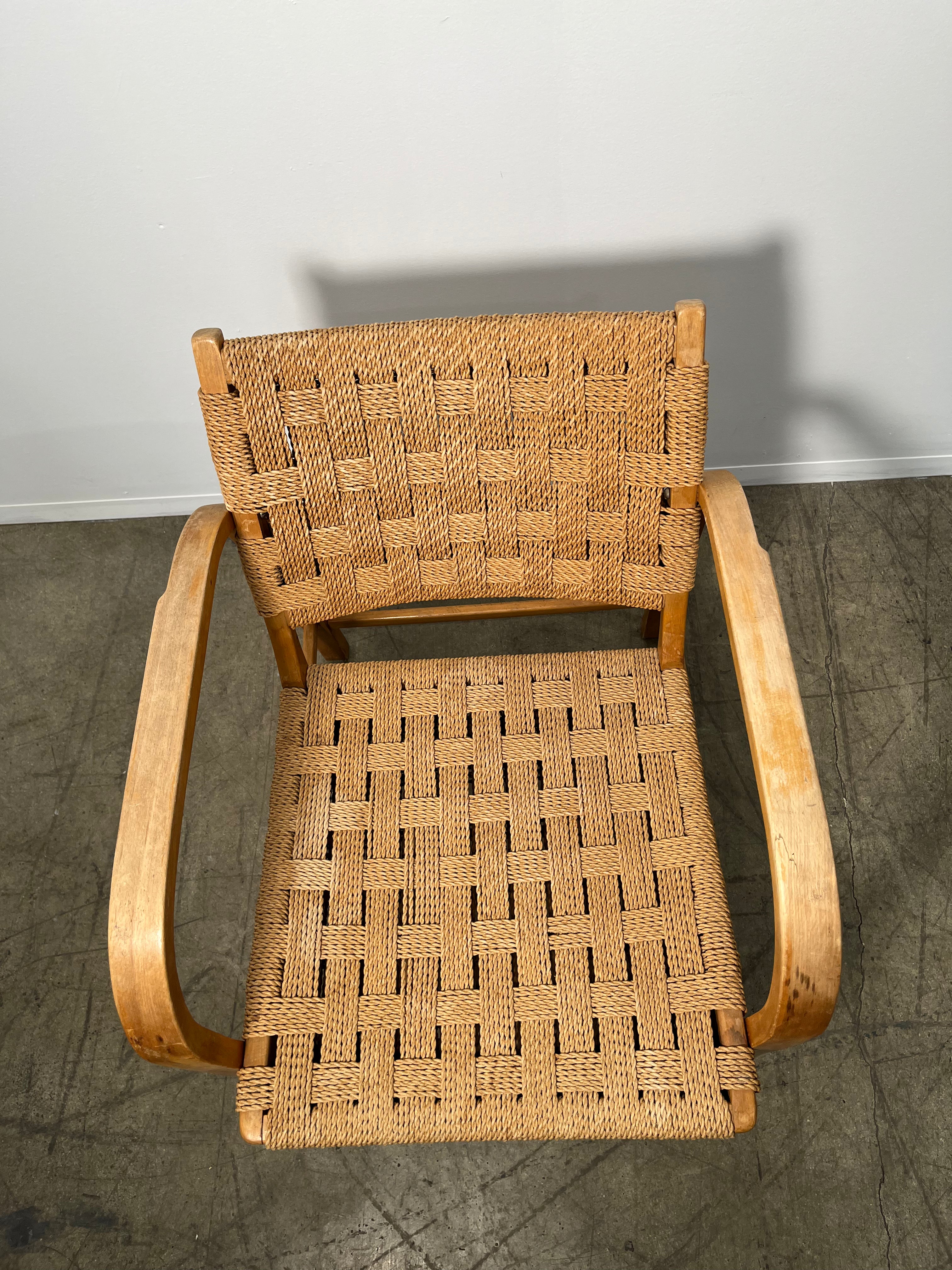 Pair of Vintage Danish Rope Arm Chairs