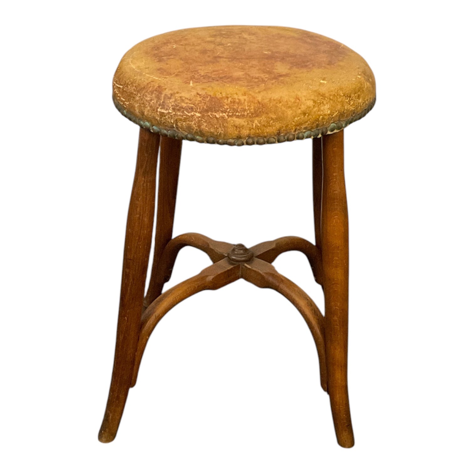 French Leather Top Stool