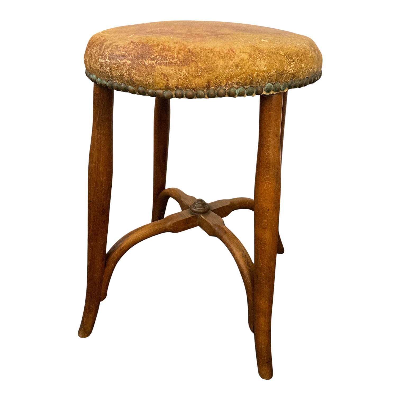 French Leather Top Stool