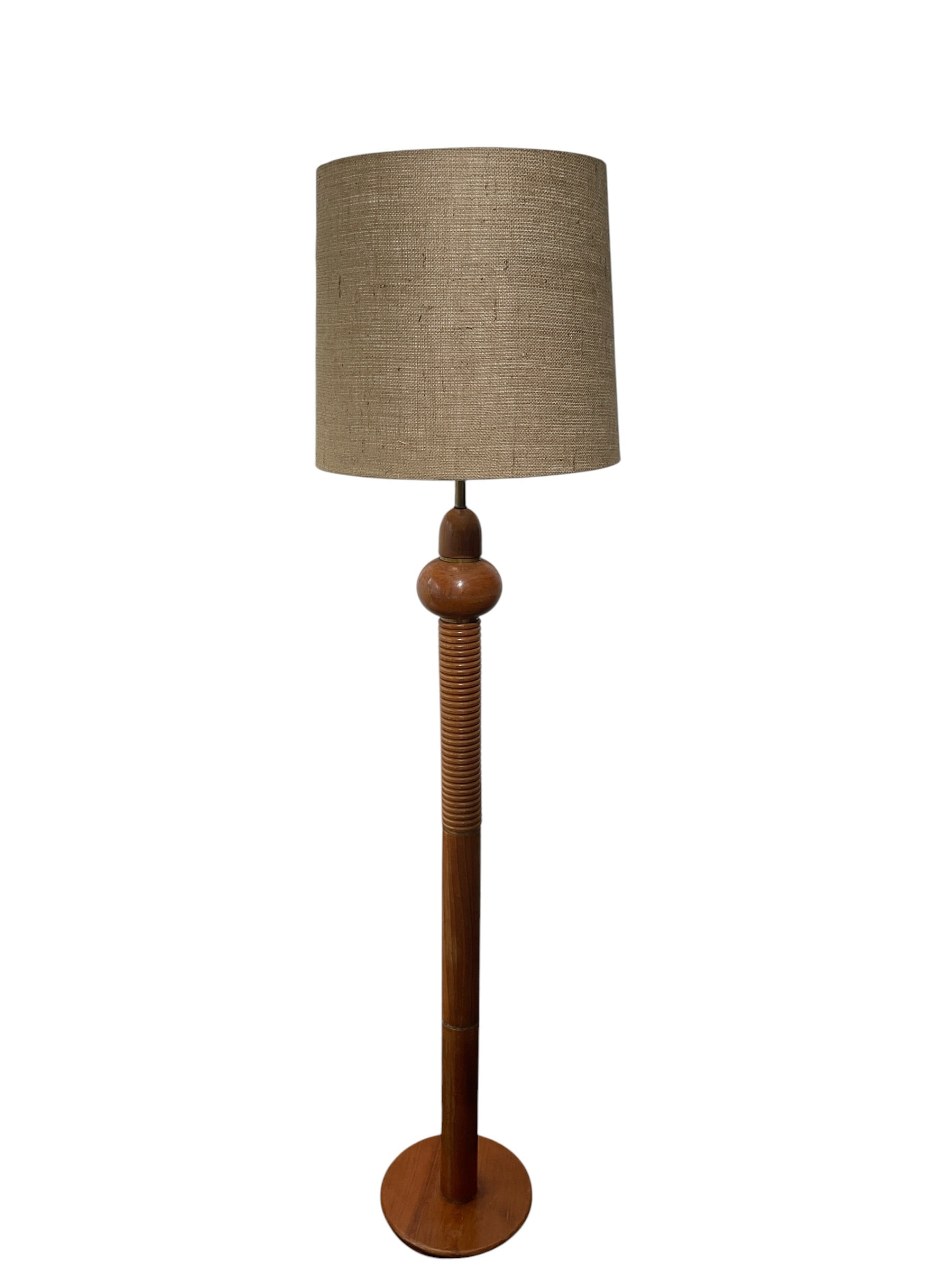 Amsterdam School Oak floor lamp, with custom shade